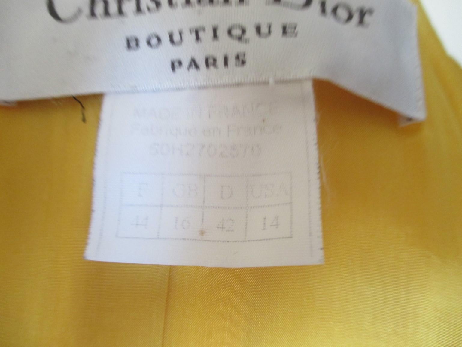 Women's or Men's Christian Dior Paris Yellow Blazer For Sale