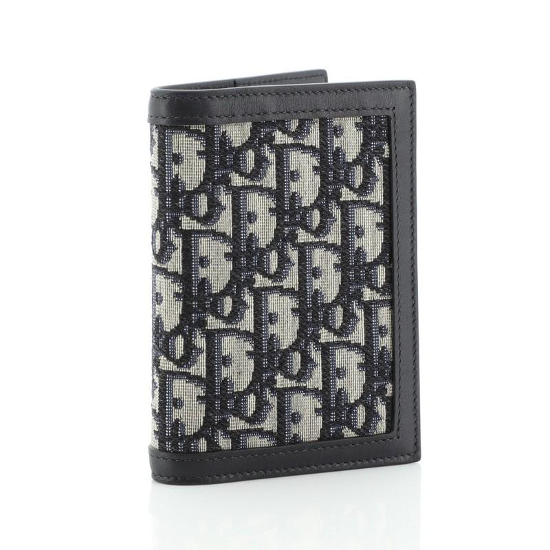Christian Dior Reisepass-Halter Oblique Canvas mit Leder (Schwarz)