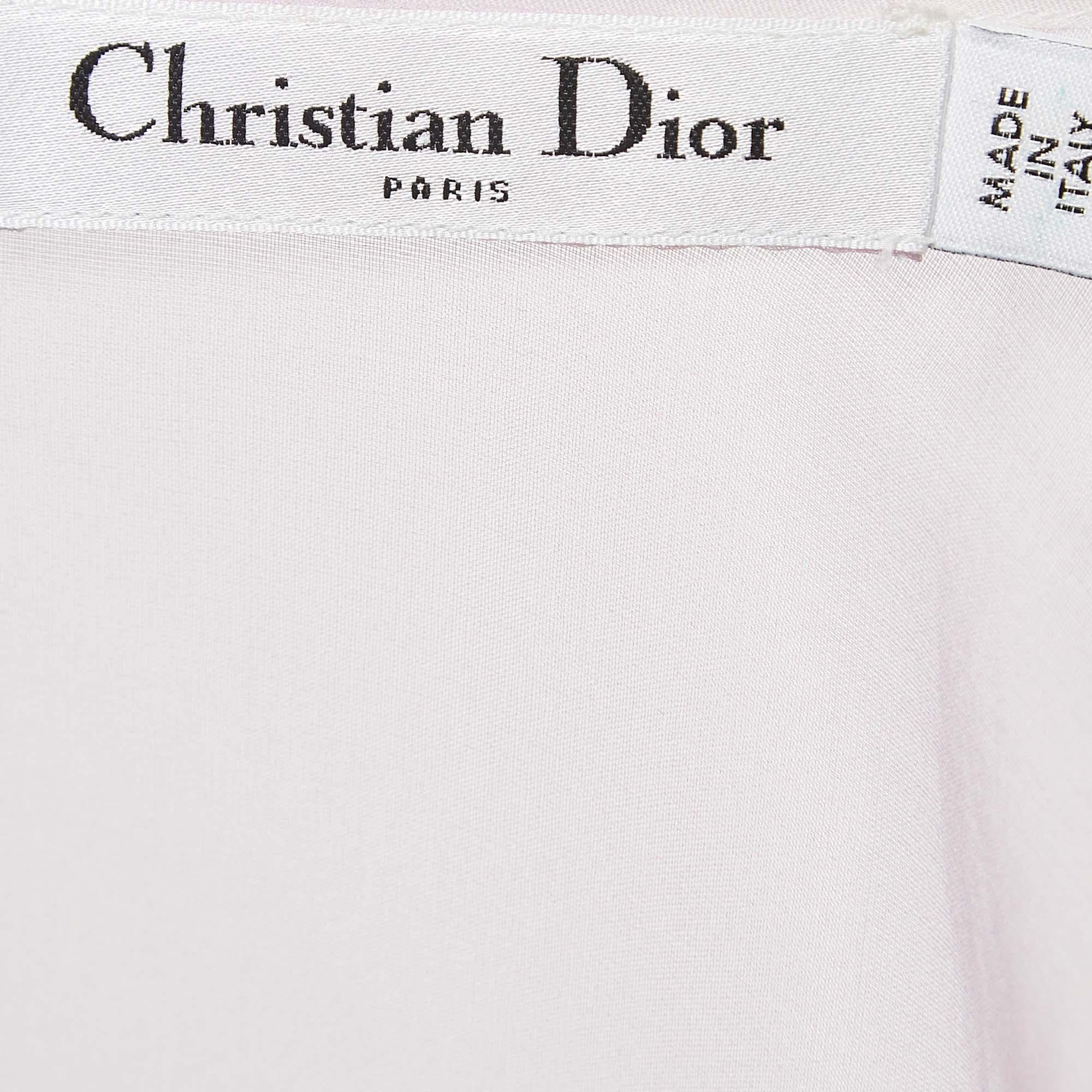 Christian Dior Pastel Pink Organza Silk Paneled Sheer Mini Dress M In Good Condition For Sale In Dubai, Al Qouz 2
