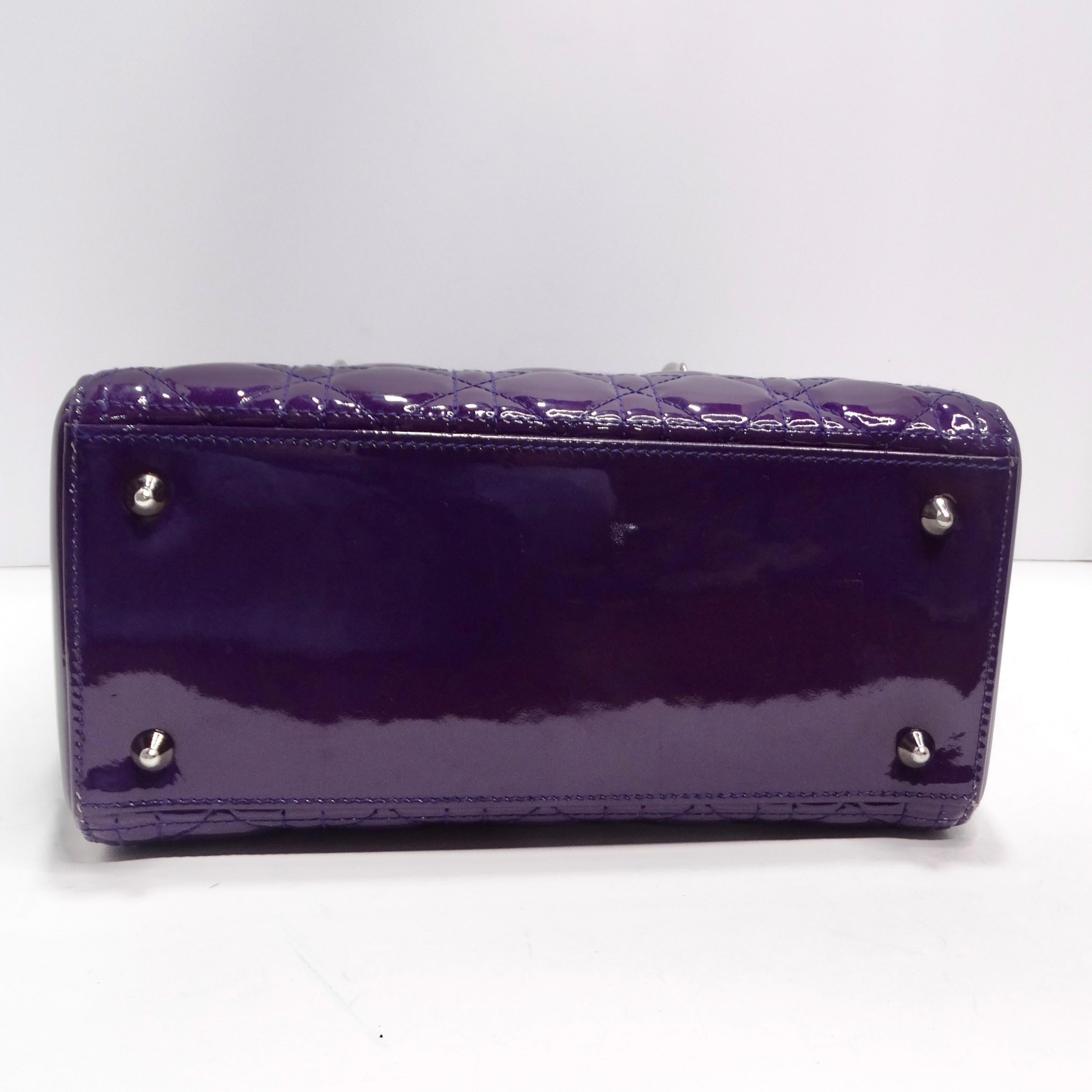 Christian Dior Patent Cannage Gradient Medium Lady Dior Purple Blue For Sale 9