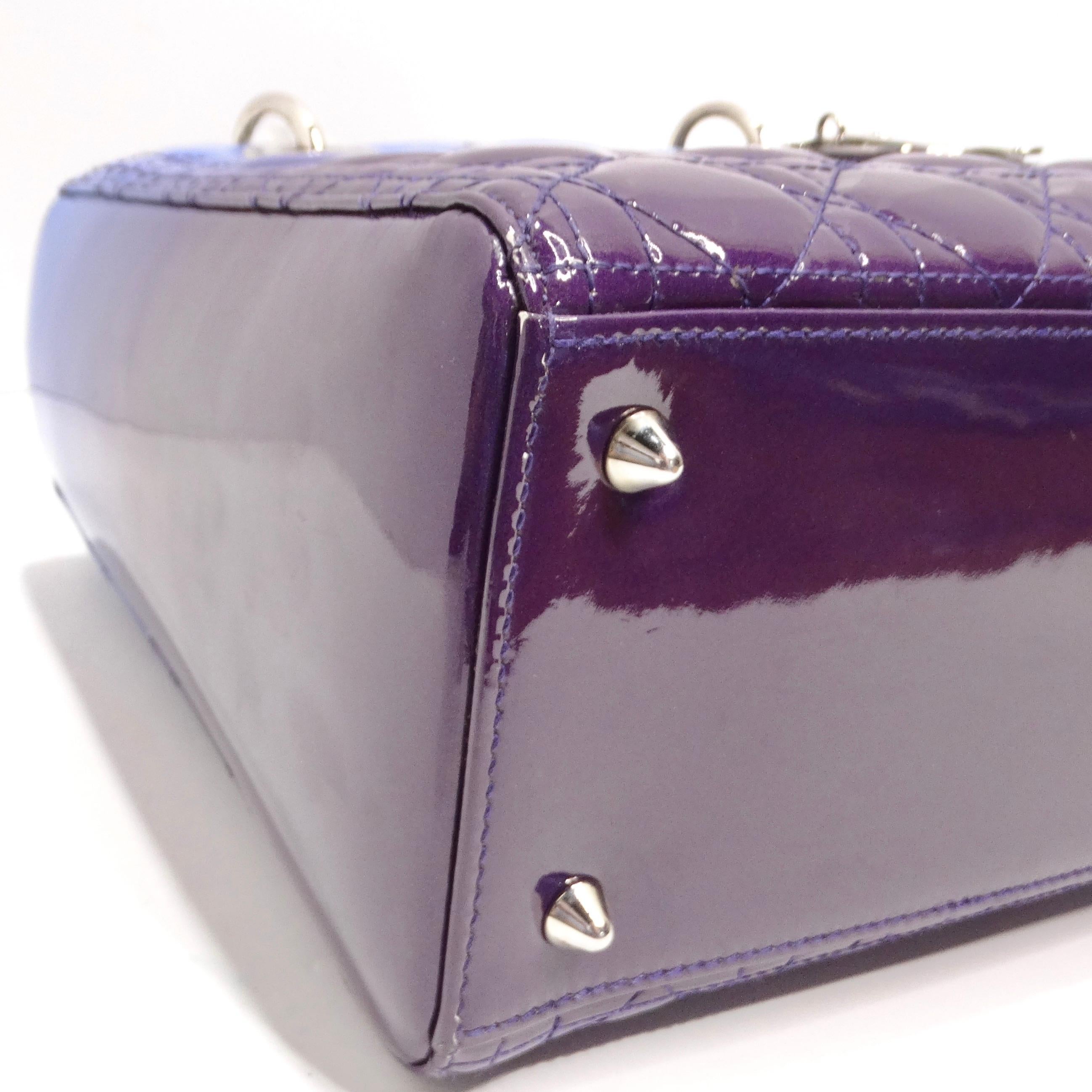 Christian Dior Patent Cannage Gradient Medium Lady Dior Purple Blue For Sale 10