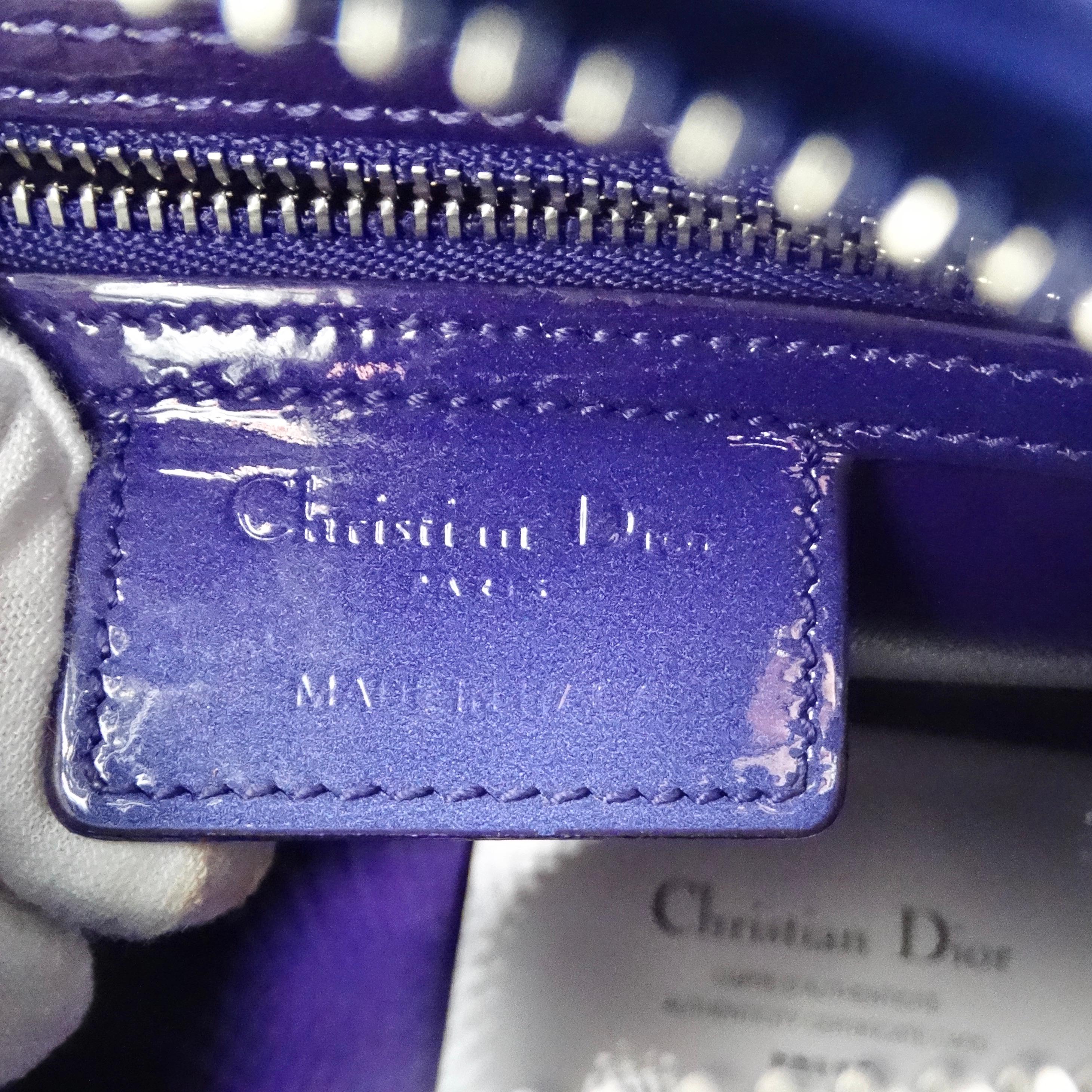 Christian Dior Patent Cannage Gradient Medium Lady Dior Purple Blue For Sale 12