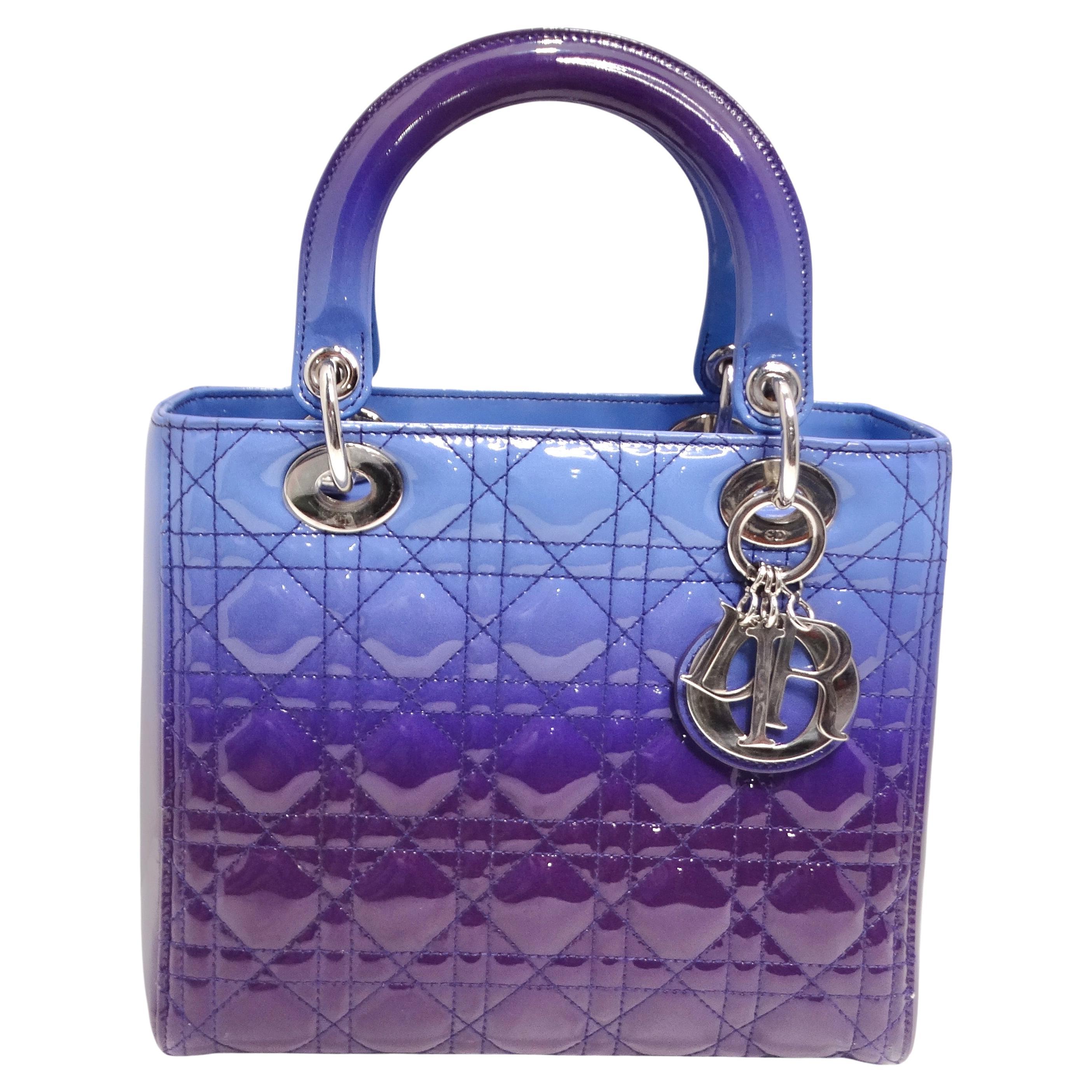 Christian Dior Cannage Gradient Moyen Lady Dior Bleu Violet en vente