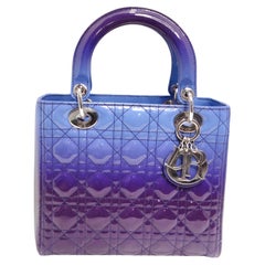 Christian Dior Patent Cannage Gradient Medium Lady Dior Purple Blue
