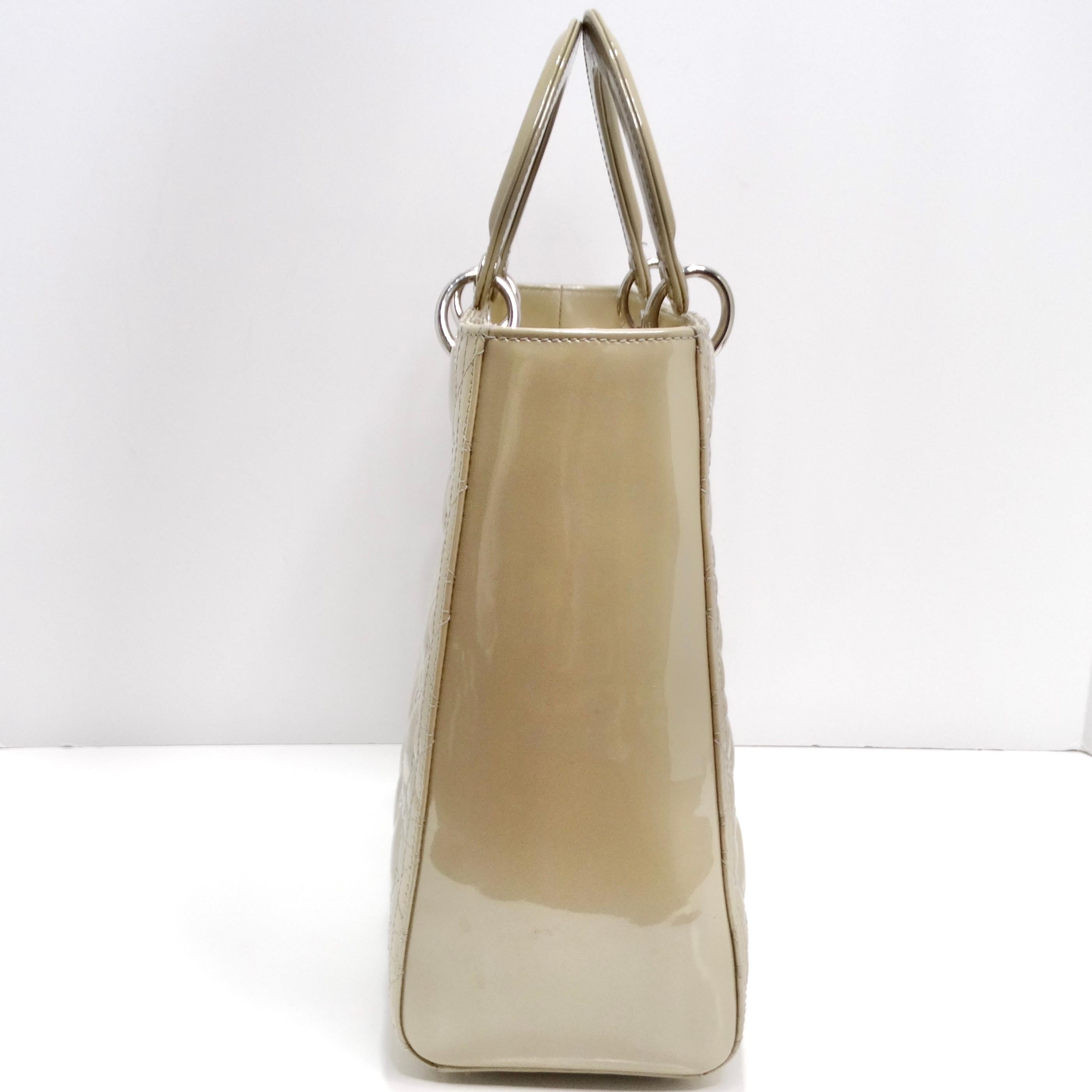 Christian Dior Patent Cannage Large Lady Dior Beige For Sale 1