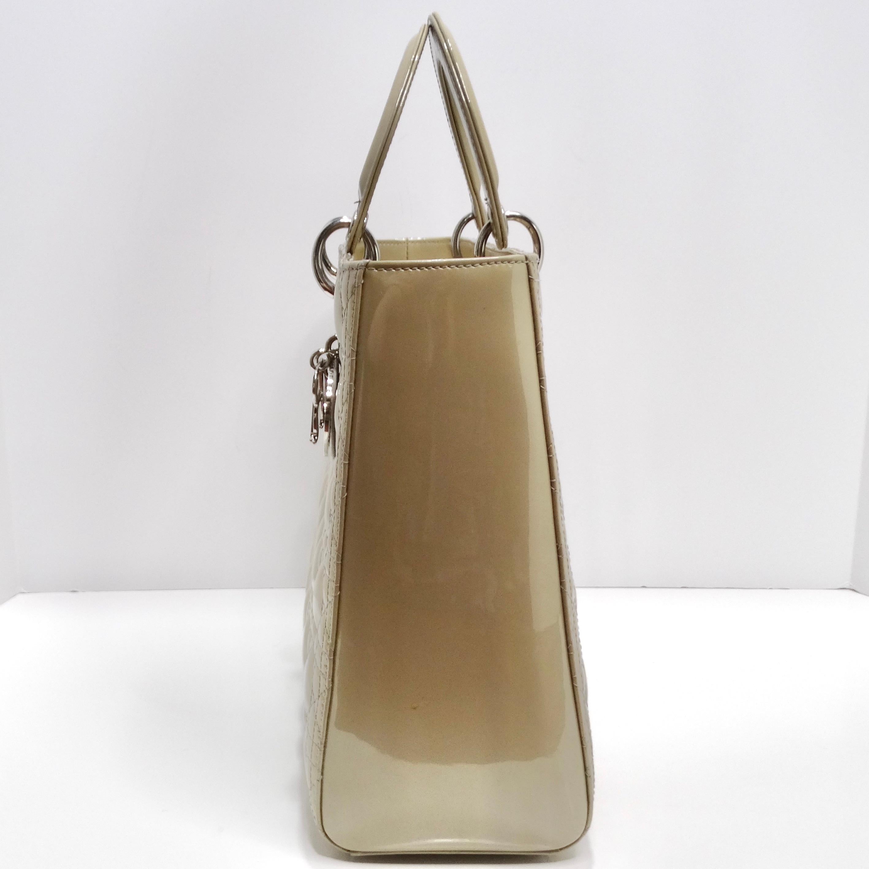 Christian Dior Patent Cannage Large Lady Dior Beige For Sale 3