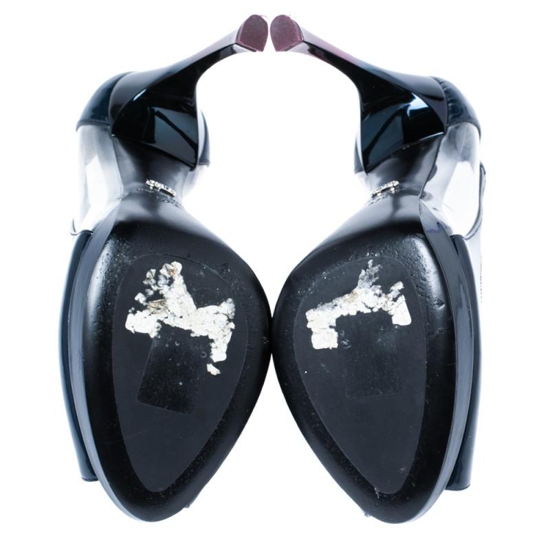 Christian Dior  Patent Leather And PVC Diorella Peep Toe Pumps Size 37.5 1