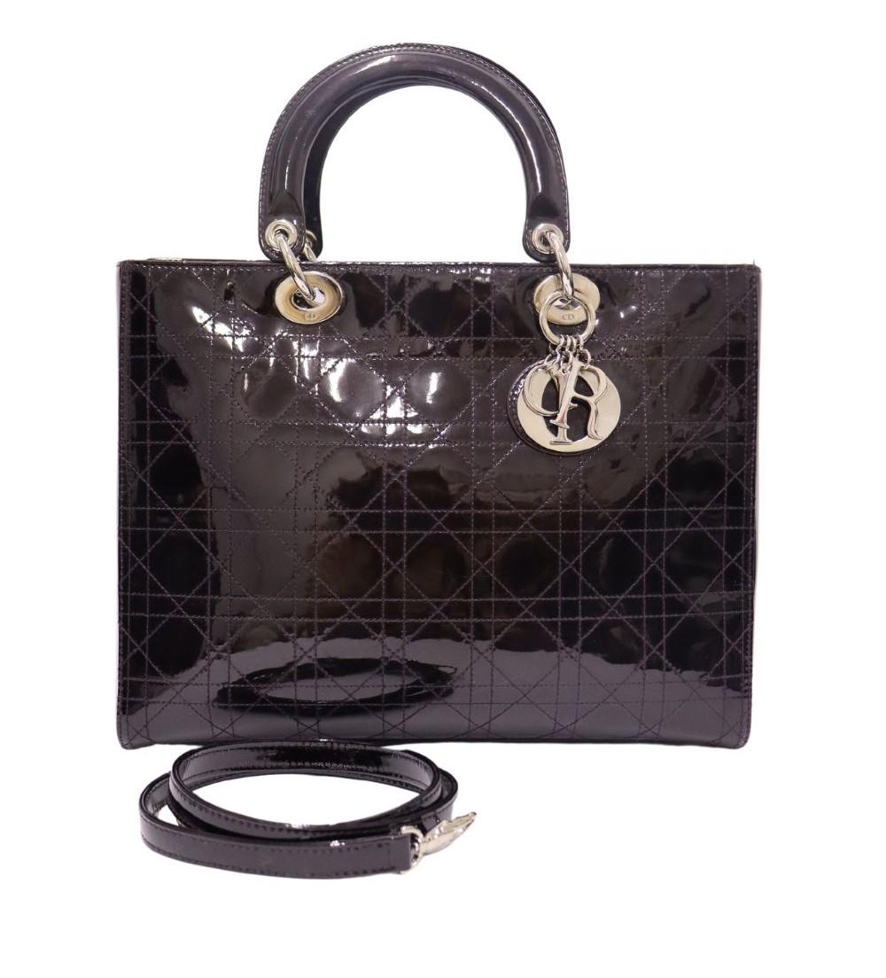 Christian Dior Patent Leather Cannage Large Lady Dior Bag For Sale 4