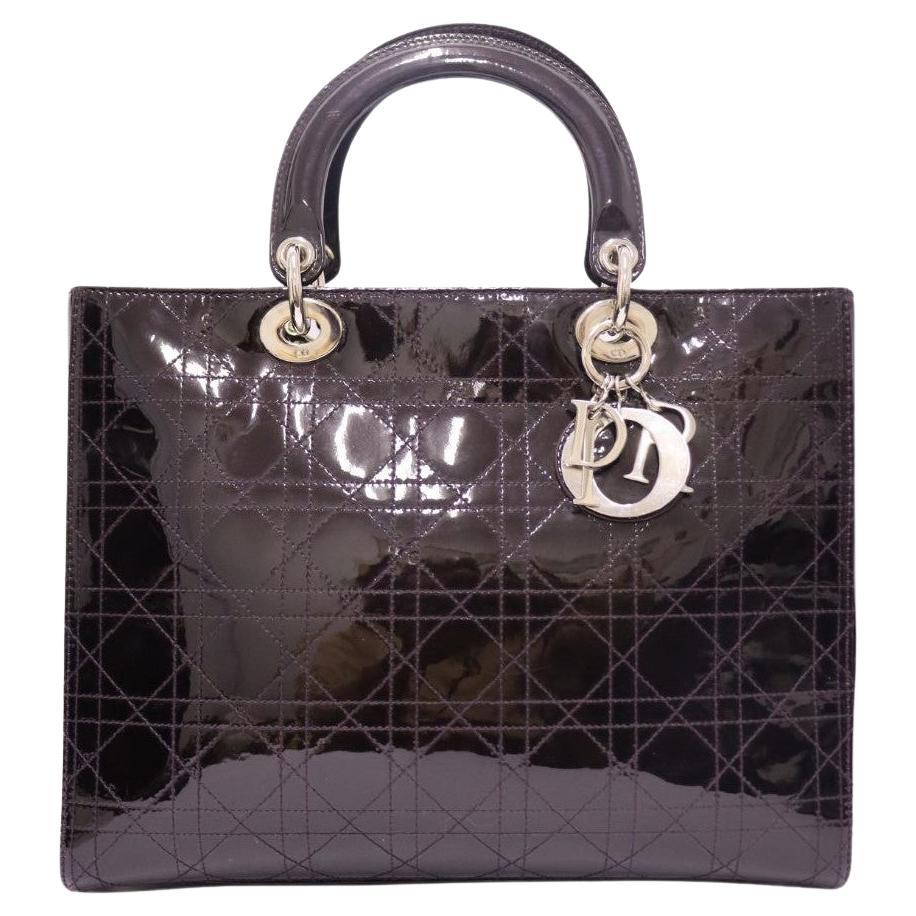 Christian Dior Patent Leather Cannage Large Lady Dior Bag For Sale