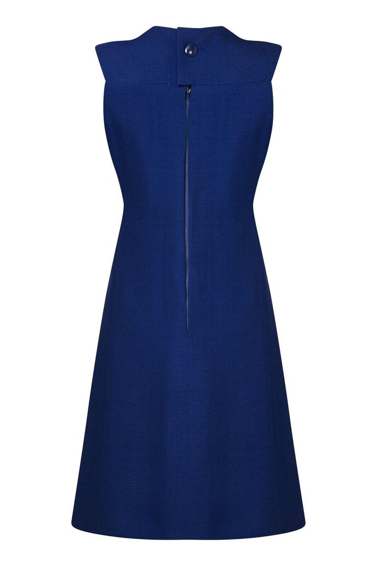 Christian Dior Patron Original Demi Couture 1960s Blue Heavy Linen Mod ...