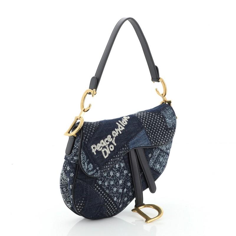 Christian Dior Peace and Love Saddle Bag Patchwork Denim Medium at 1stDibs peace and love dior saddle bag dior 19 ma 0158 19 ma 0158 dior
