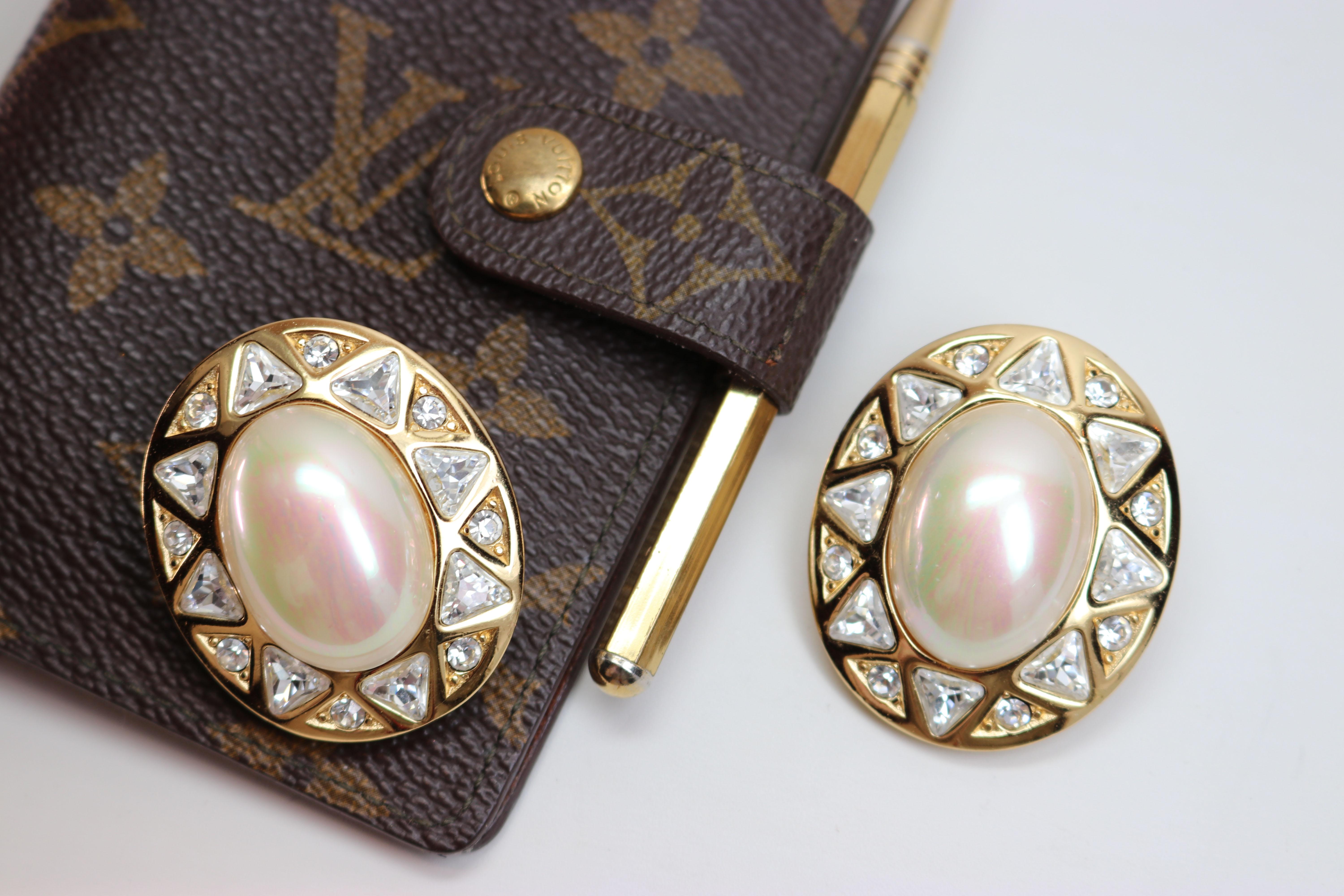 Christian Dior Pearl and Crystal Earrings For Sale 7
