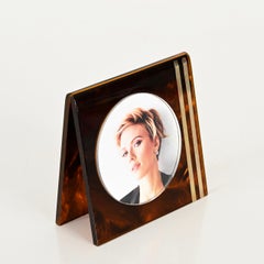 Portafoto Christian Dior in lucite tartarugata e ottone, Italia, anni '70