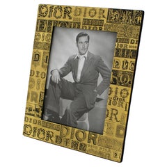 Christian Dior Picture Frame in Gilt Metal and Black Logos