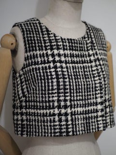 Christian Dior Gilet Pied de poule en laine noire et blanche