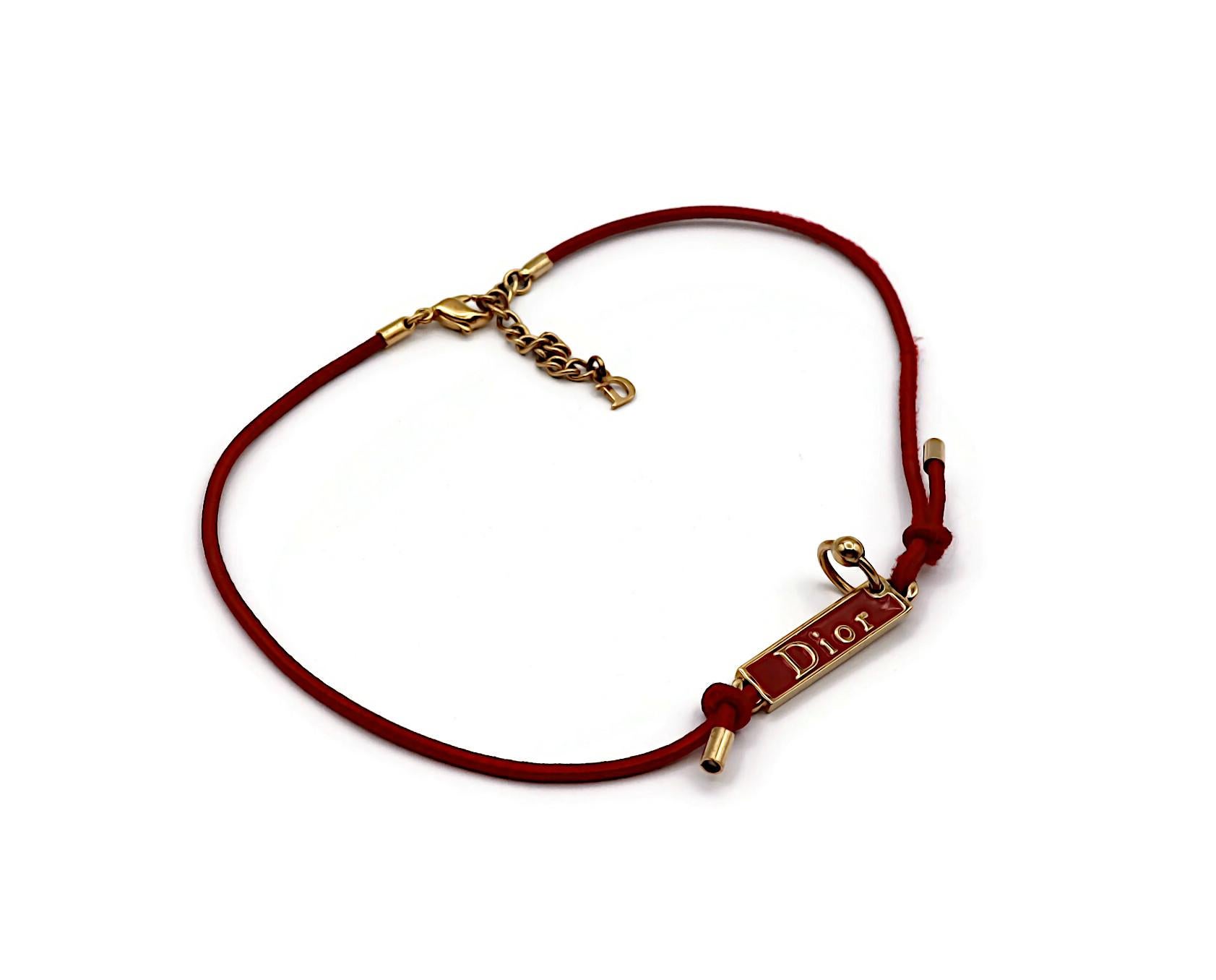 CHRISTIAN DIOR Pierced Hardcore Logo Choker Necklace In Good Condition For Sale In Nice, FR