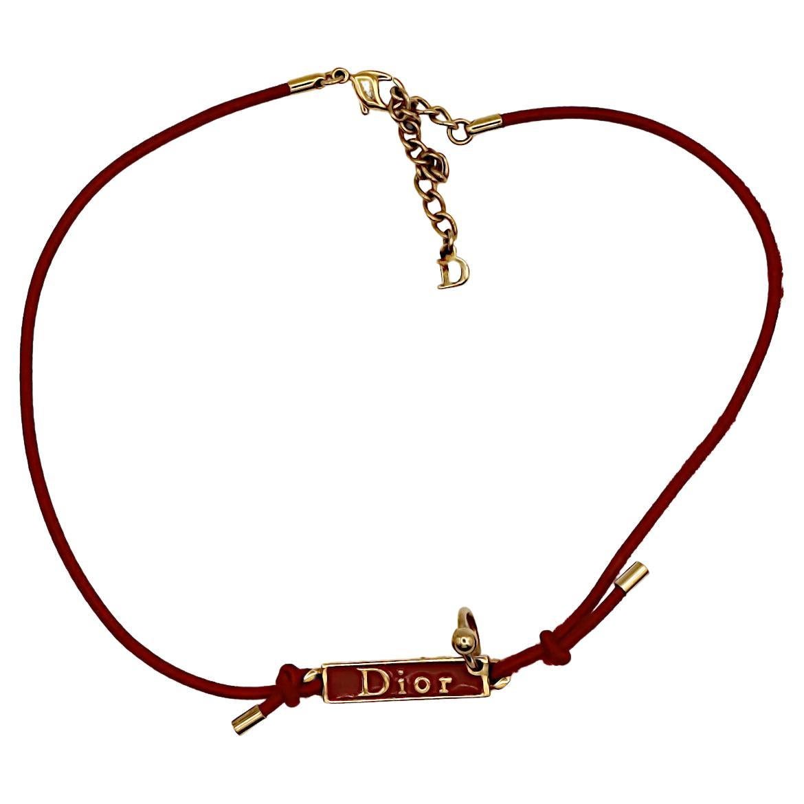 CHRISTIAN DIOR Pierced Hardcore Logo Choker Necklace For Sale