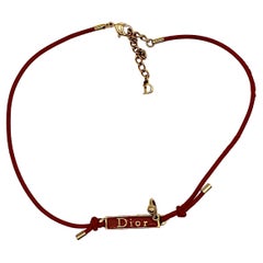 CHRISTIAN DIOR Pierced Hardcore Logo Choker Necklace
