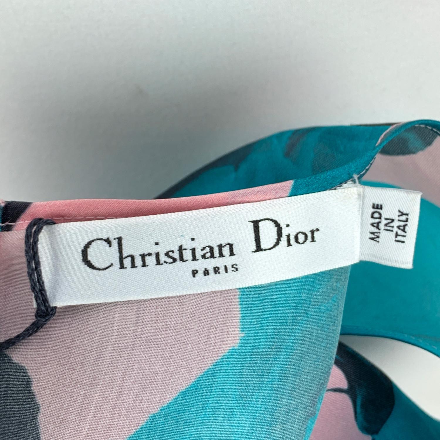 Christian Dior Pink and Teal Floral Silk Top and Camitop Size 40 FR In Good Condition In Rome, Rome