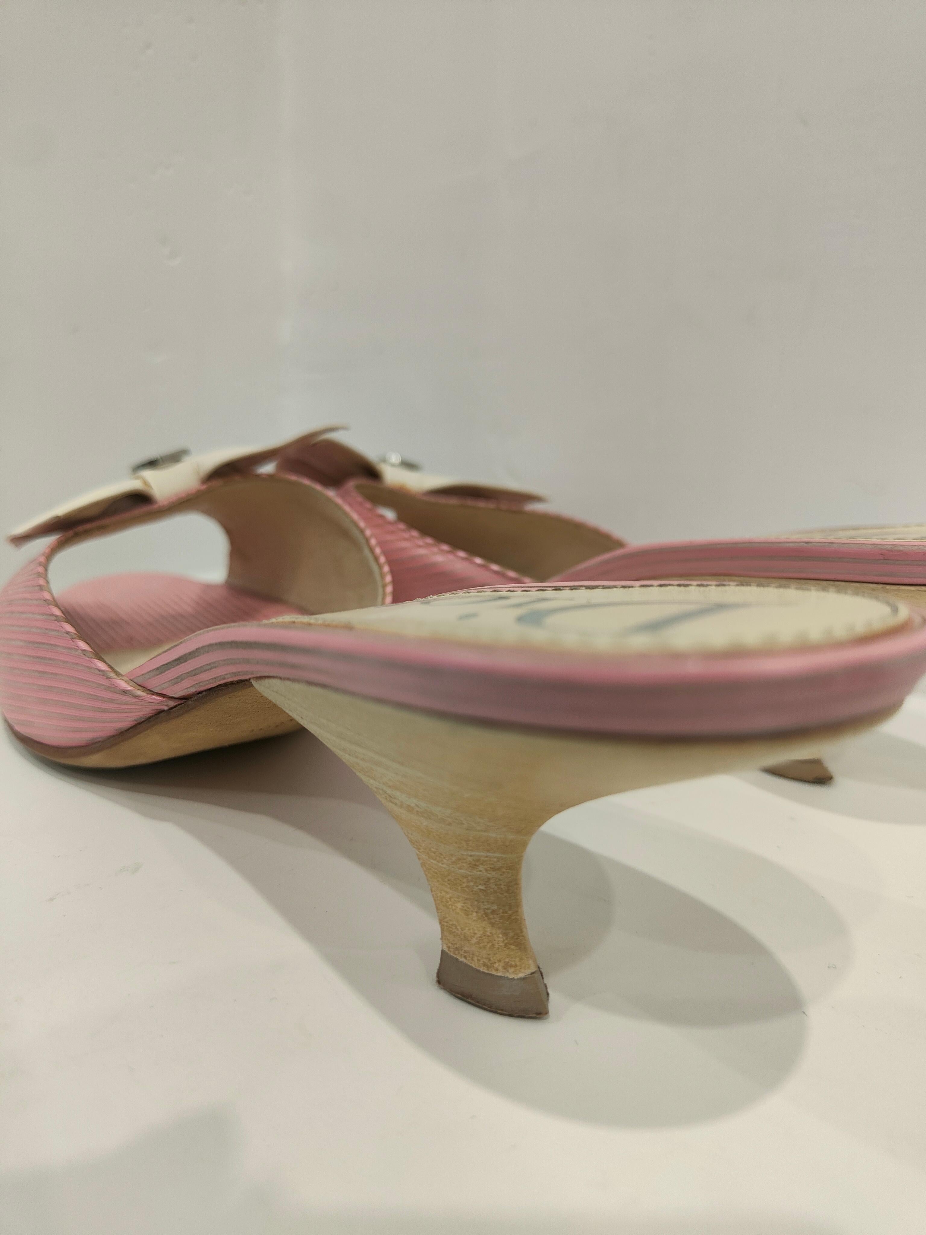 Brown Christian Dior Pink and White sandals