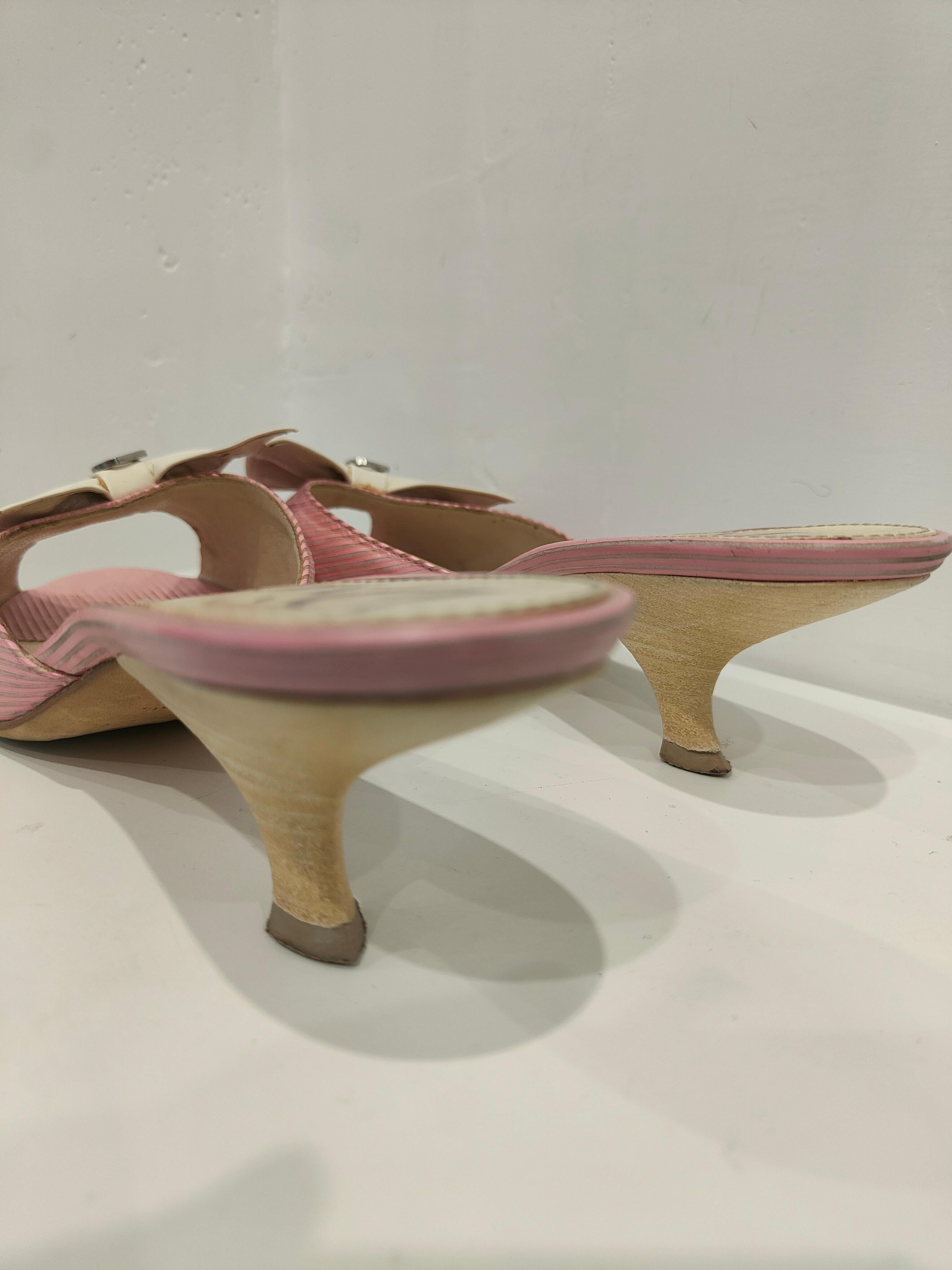 Christian Dior Pink and White sandals In Good Condition In Capri, IT