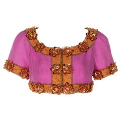 Christian Dior Pink Beaded Cropped Jacket Top Demi Couture Resort 2009