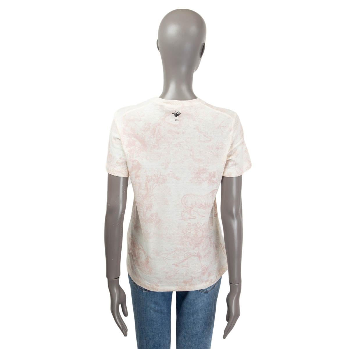Gray CHRISTIAN DIOR pink beige cotton CRUISE 2019 TOILE DE JOUY T-Shirt Shirt S