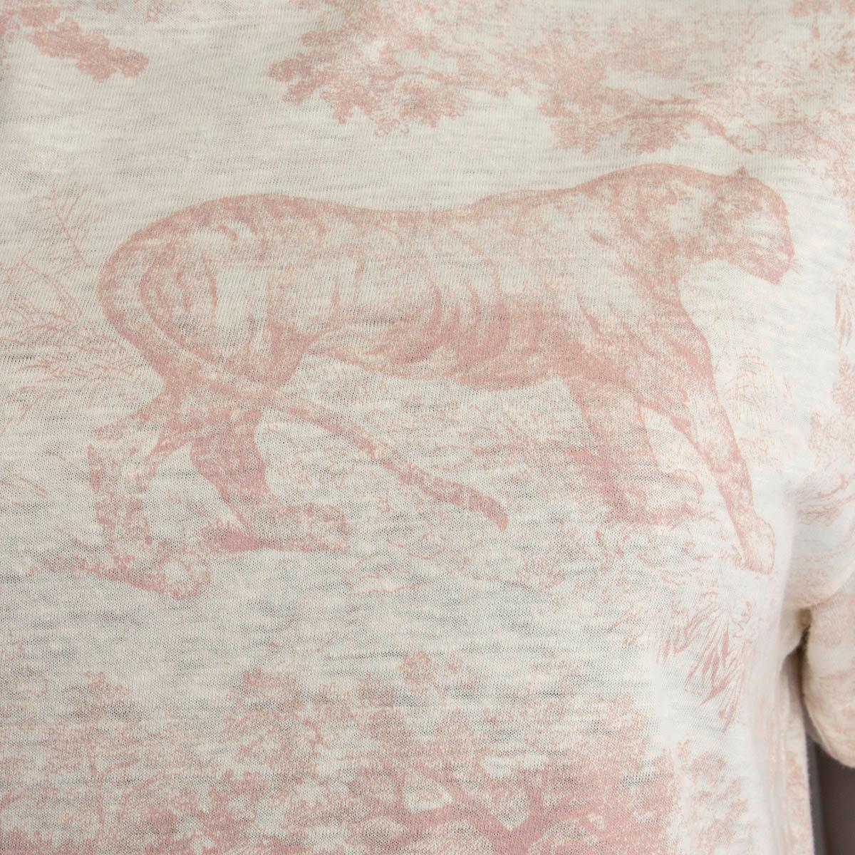 Women's CHRISTIAN DIOR pink beige cotton CRUISE 2019 TOILE DE JOUY T-Shirt Shirt S