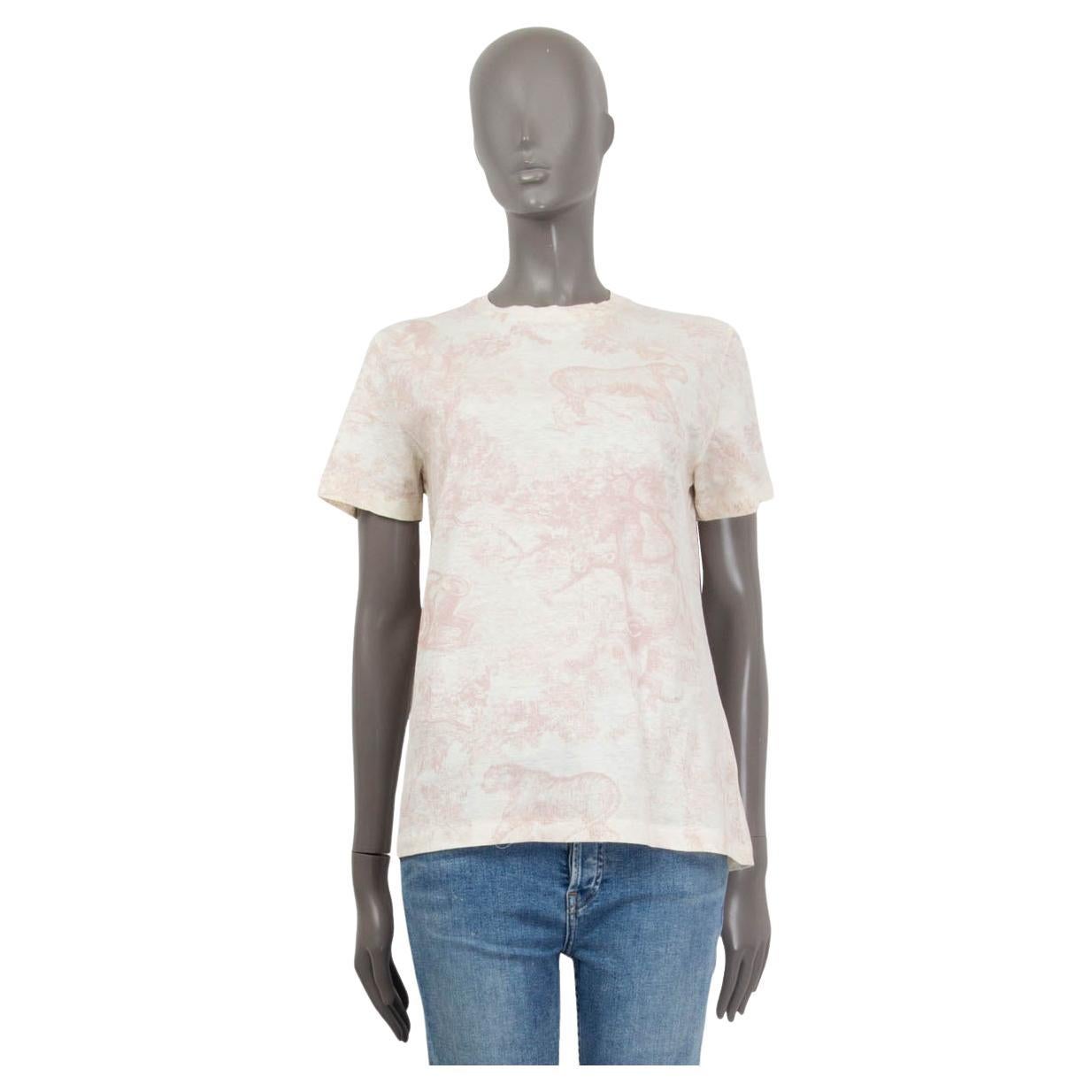 CHRISTIAN DIOR pink beige cotton CRUISE 2019 TOILE DE JOUY T-Shirt Shirt S