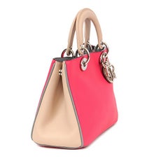 CHRISTIAN DIOR pink beige grey TRICOLOR DIORISSIMO SMALL Tote Shoulder Bag