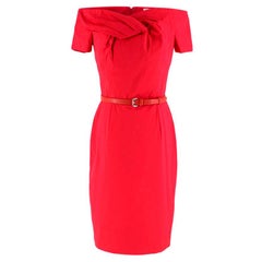 Christian Dior Pink Belted Off-Shoulder Dress M