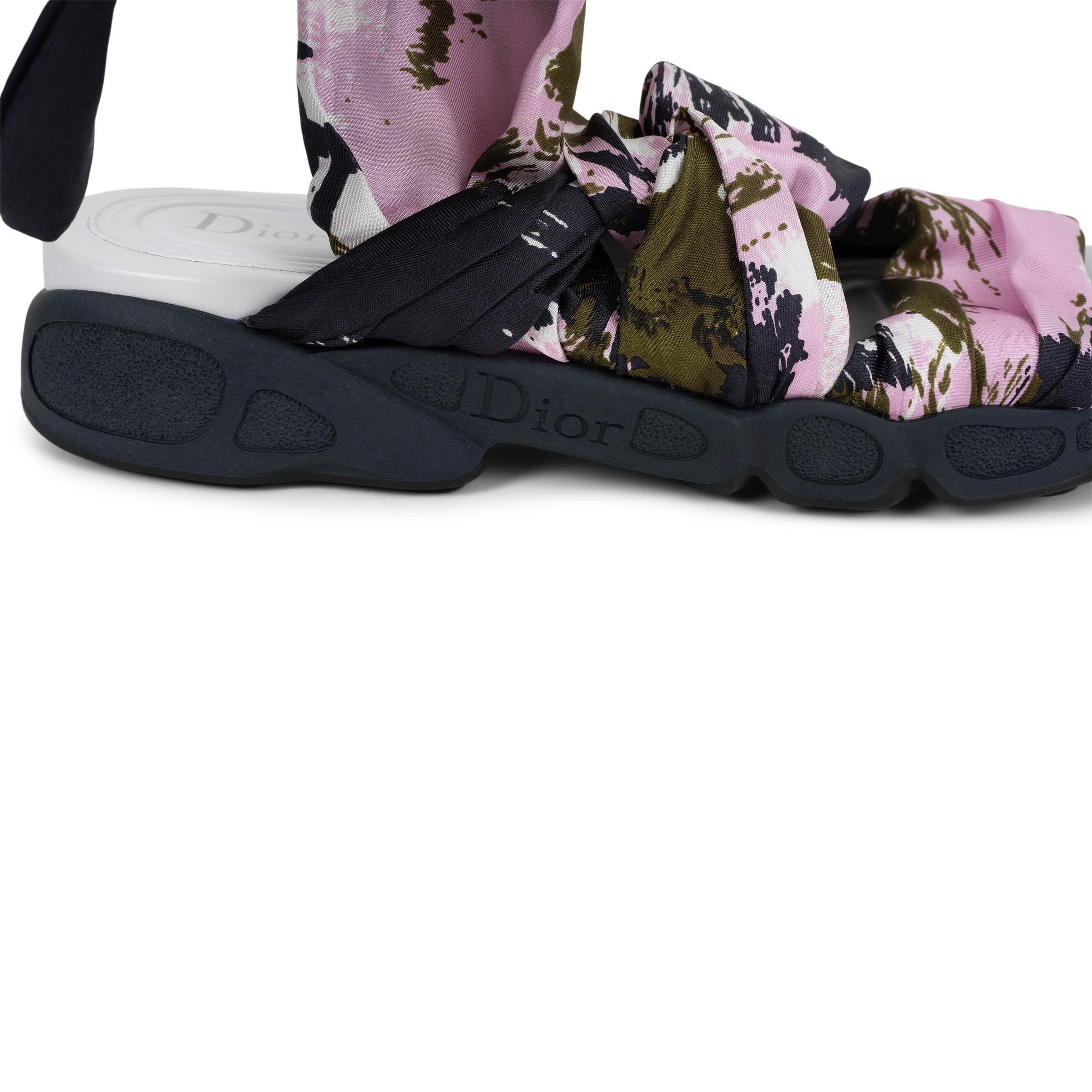 CHRISTIAN DIOR pink blue 2015 BROOKLYN SCARF Sandals Shoes 40.5 For Sale 3