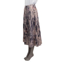 CHRISTIAN DIOR pink & blue silk 2019 FLORAL BATIK MIDI Skirt 38 S