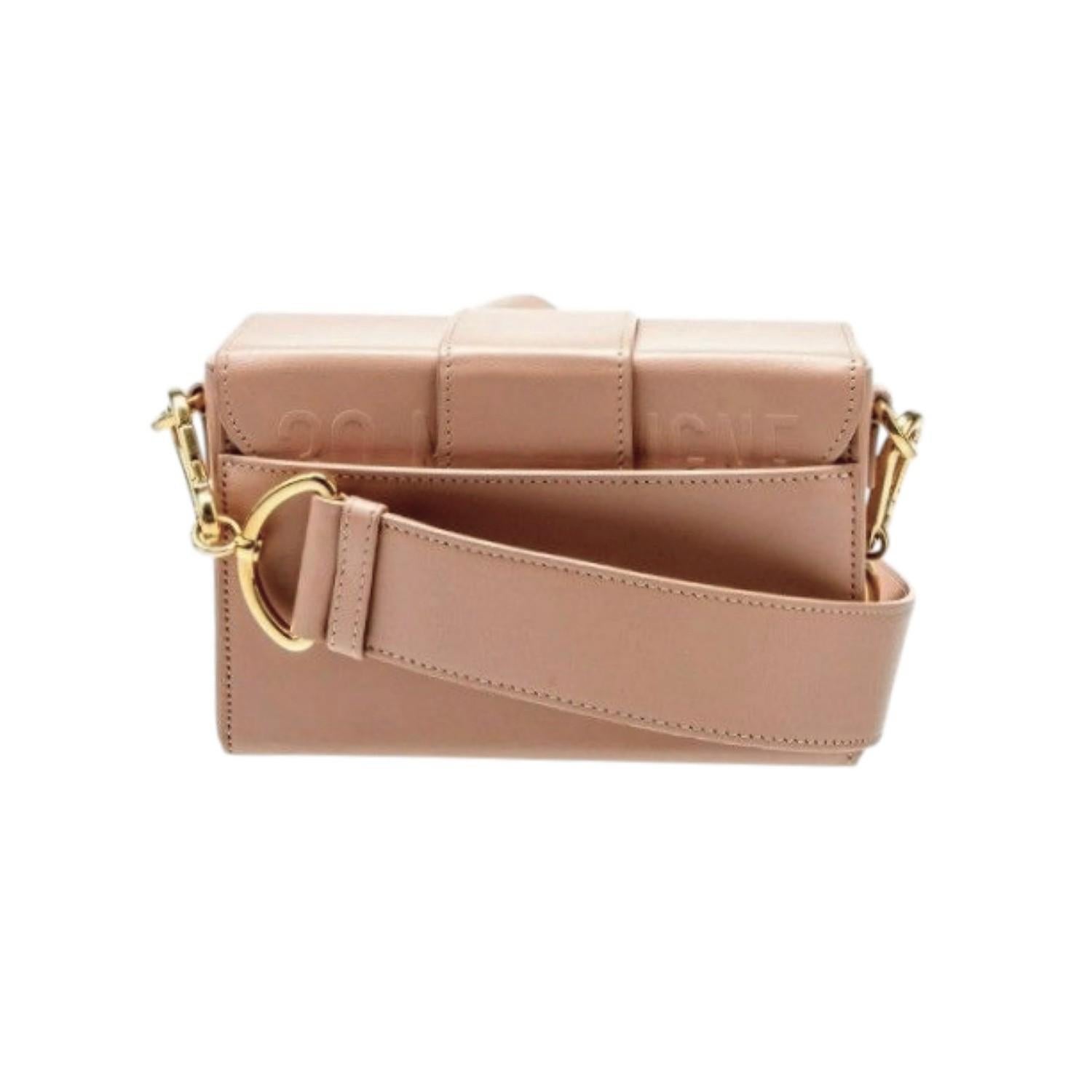 Die 30 Montaigne Tasche aus zartrosafarbenem, kastenförmigem Kalbsleder ist mit einem goldfarbenen CD-Verschluss und einer geprägten Signatur versehen. Der raffinierte, verstellbare Riemen bietet vielseitige Tragemöglichkeiten - in der Hand, über