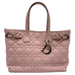 Christian Dior Pink Cannage Canvas Panarea Tote Bag