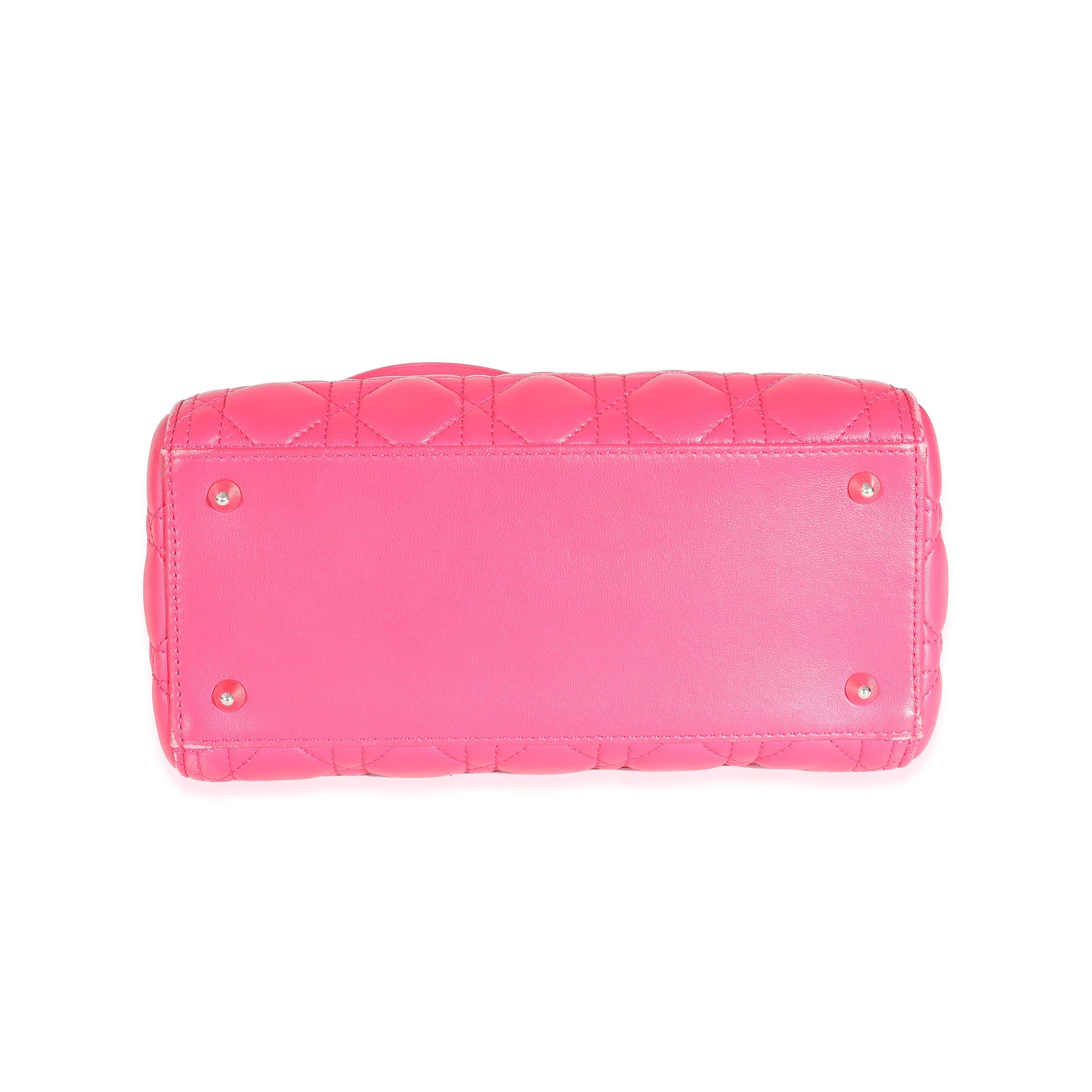 Christian Dior Pink Cannage Lambskin Medium Lady Dior For Sale 1