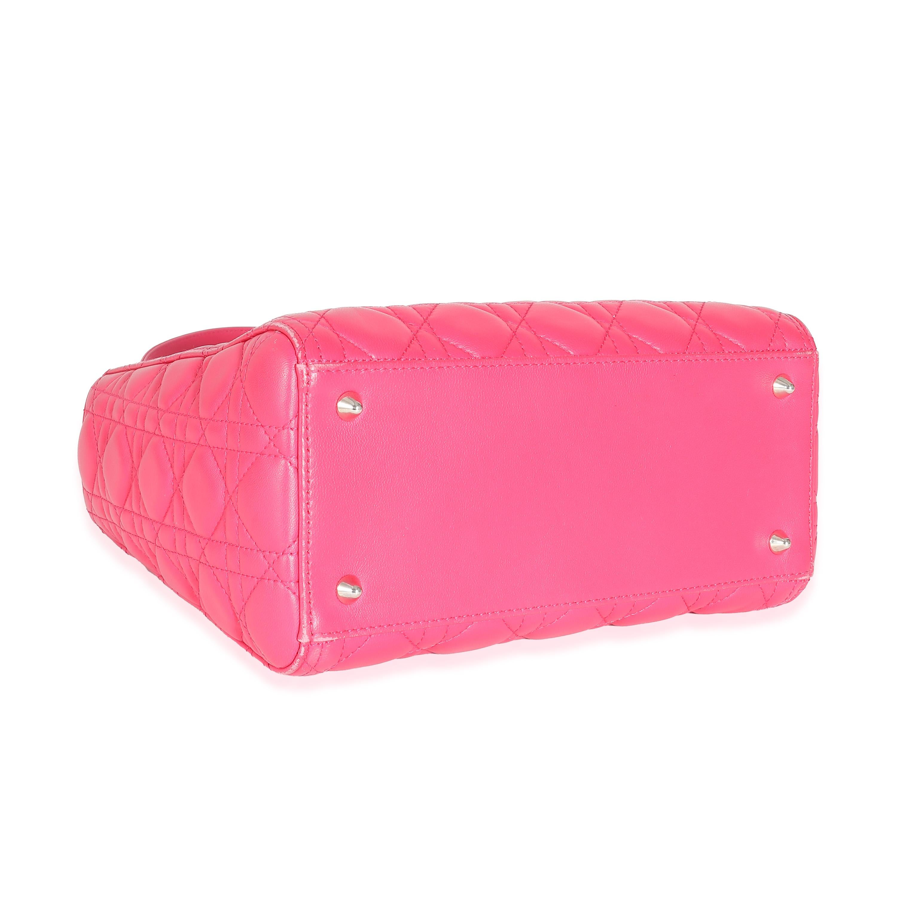 Christian Dior Pink Cannage Lambskin Medium Lady Dior For Sale 2