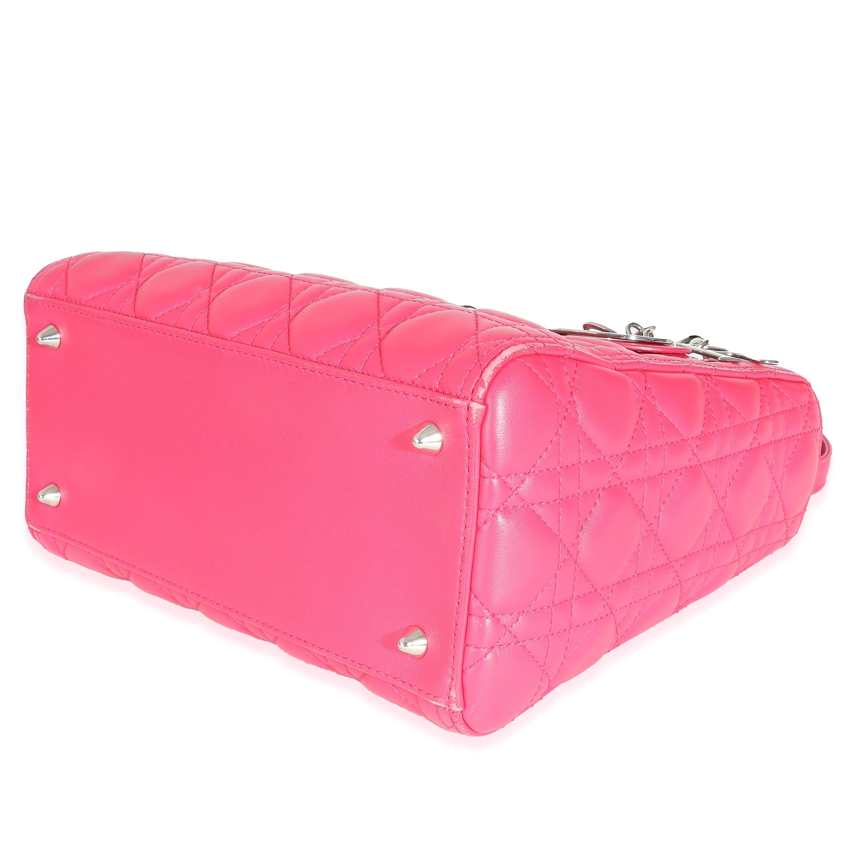 Christian Dior Pink Cannage Lambskin Medium Lady Dior For Sale 3