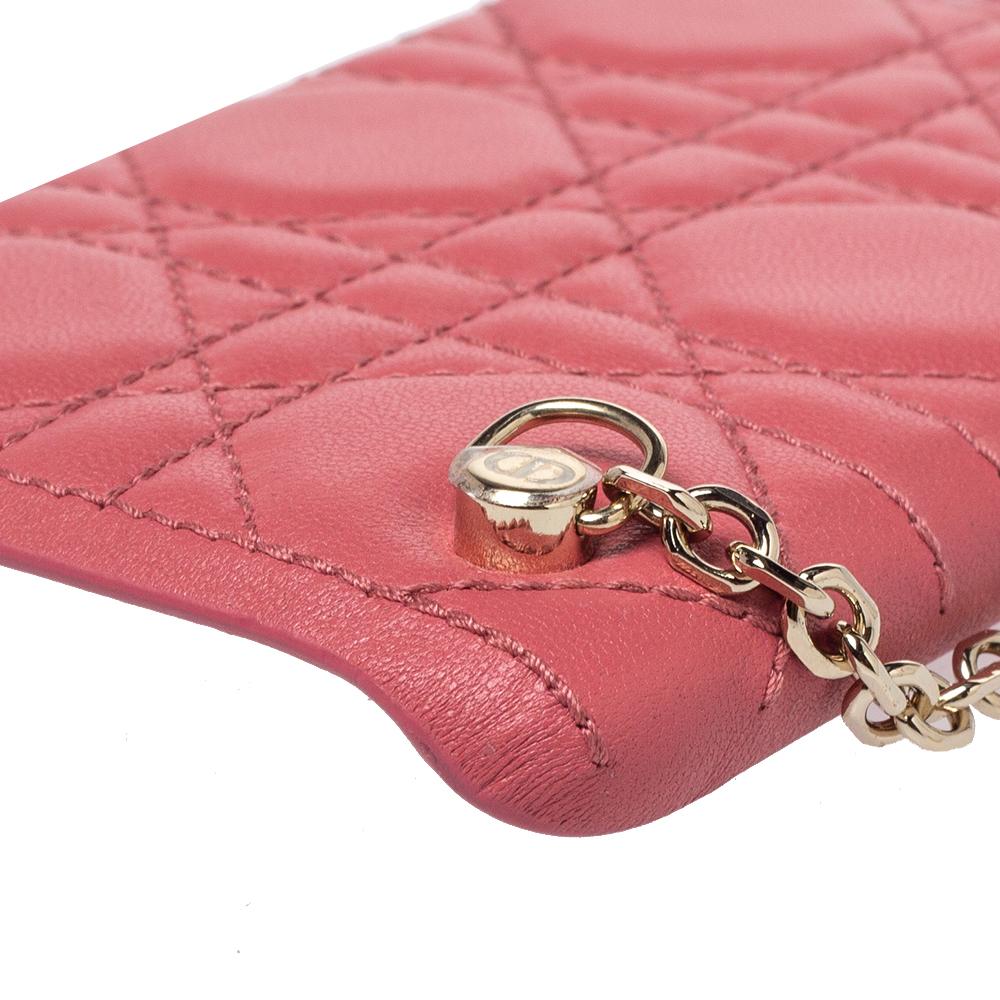 Christian Dior Pink Cannage Leather Lady Dior iPhone 11 Pro Max Case In New Condition In Dubai, Al Qouz 2