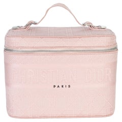 Christian Dior Pink Canvas Embroidered Cannage DiorTravel Vanity Case