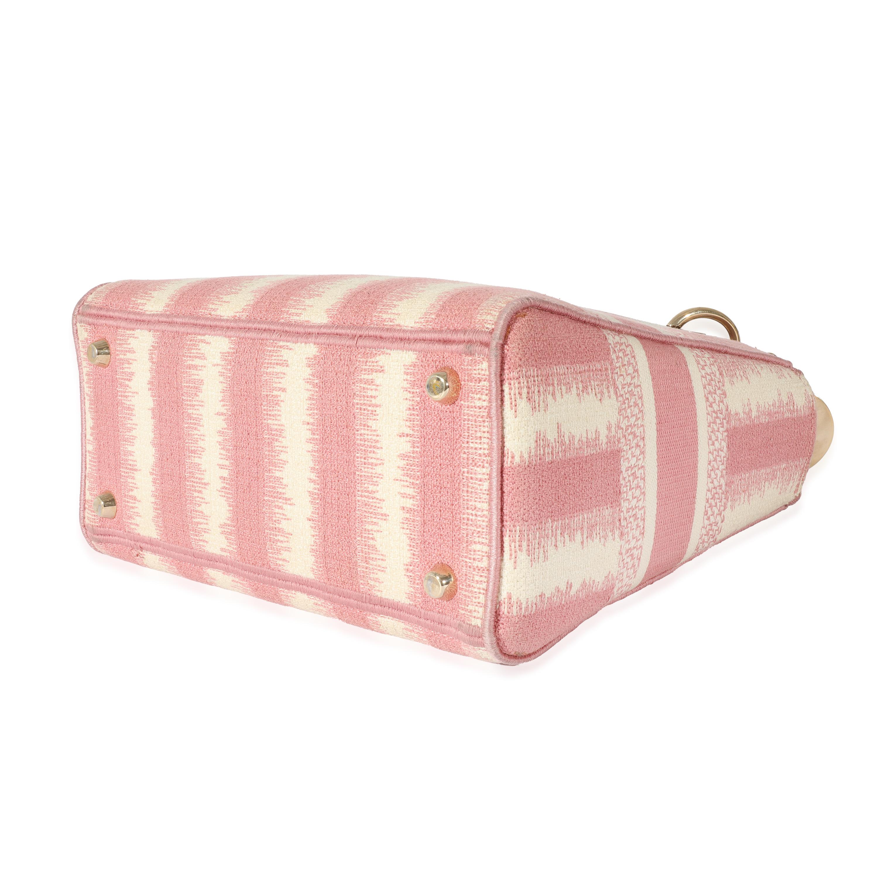  Christian Dior - D-Stripes Lady D-Lite en toile rose, taille moyenne Pour femmes 