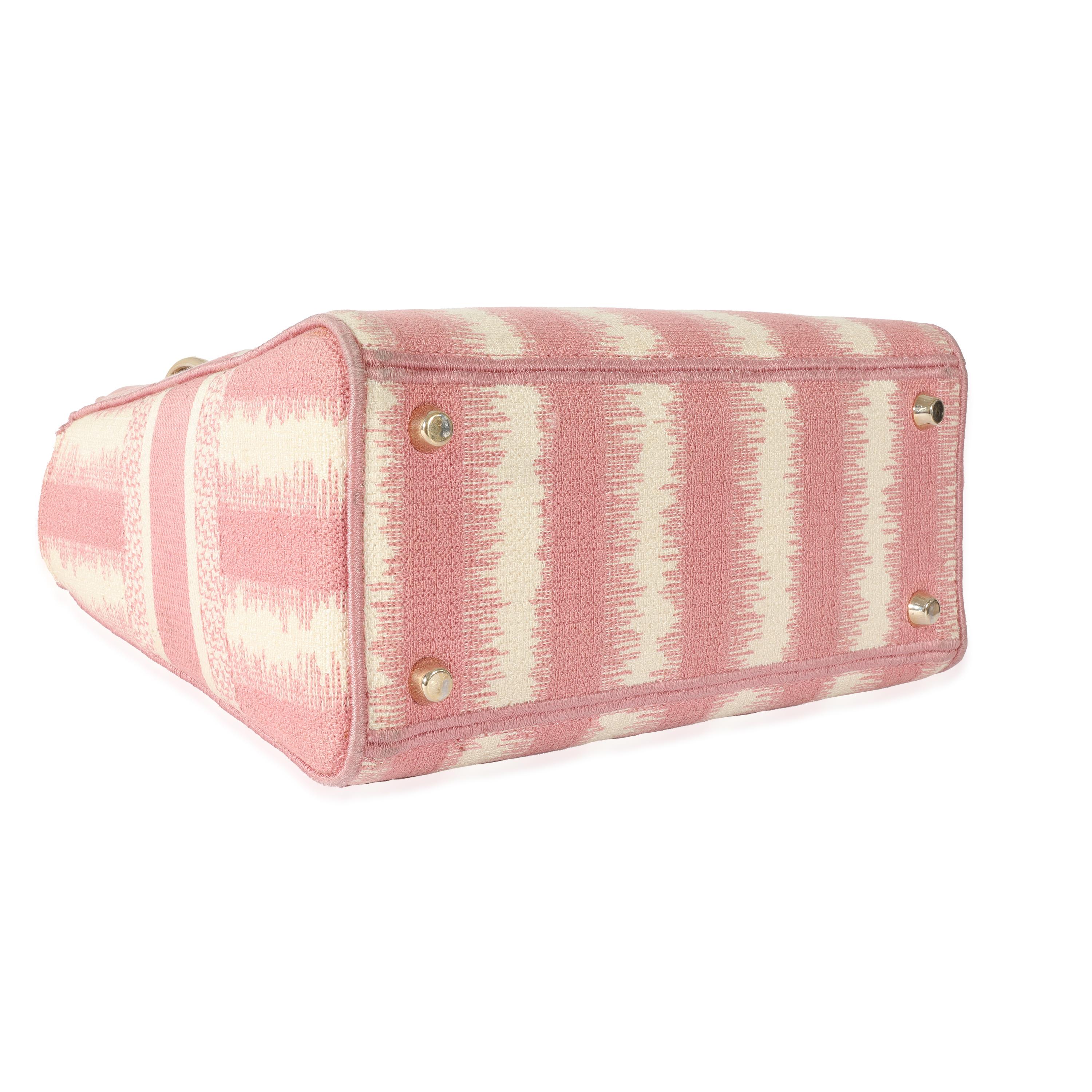 Christian Dior Pink Canvas Medium D-Stripes Lady D-Lite For Sale 1