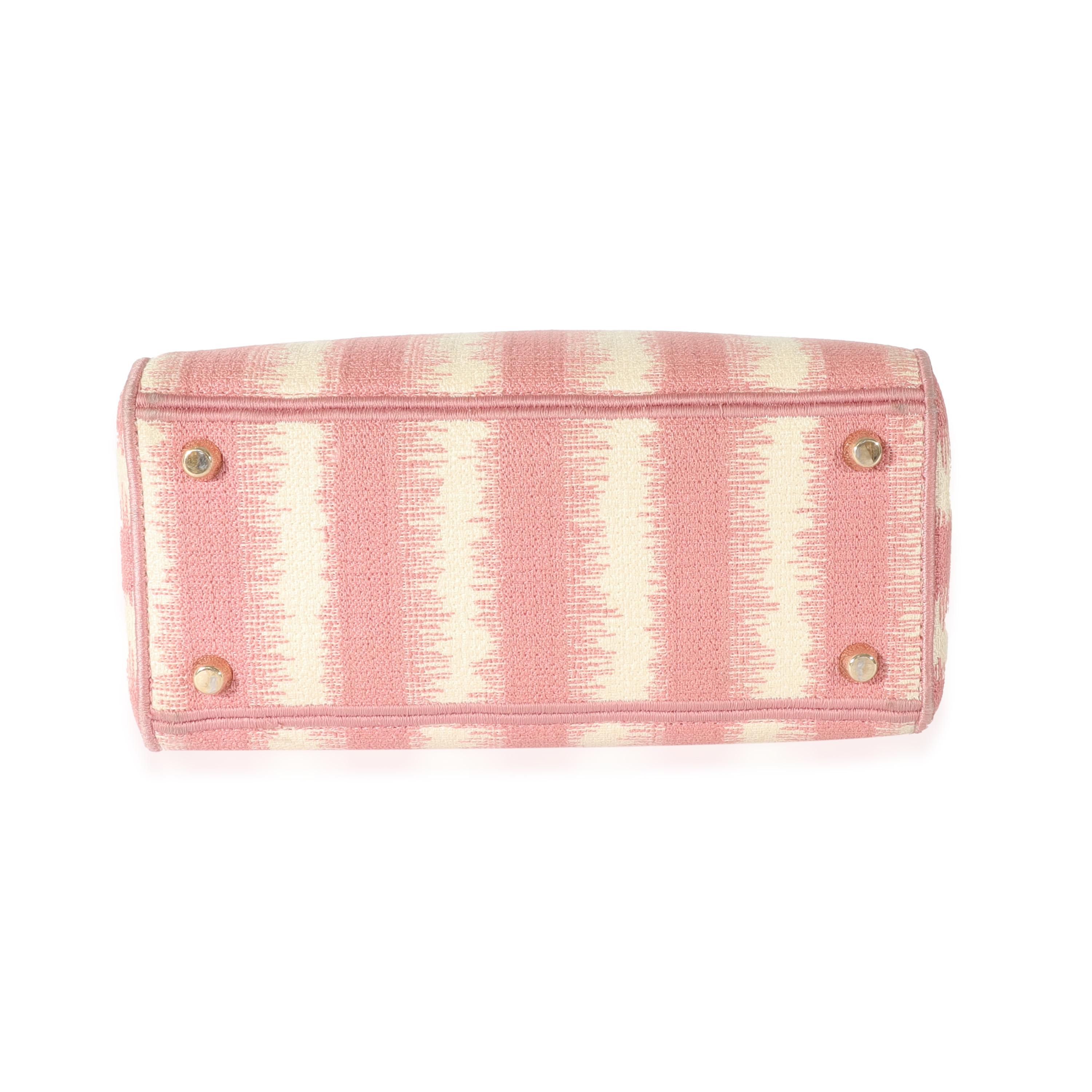 Christian Dior Pink Canvas Medium D-Stripes Lady D-Lite For Sale 2