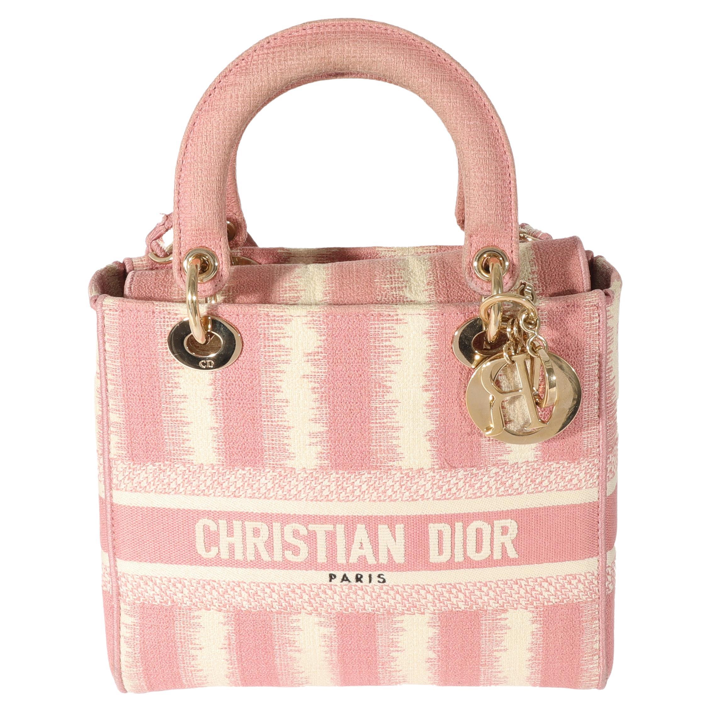 Christian Dior Pink Canvas Medium D-Stripes Lady D-Lite