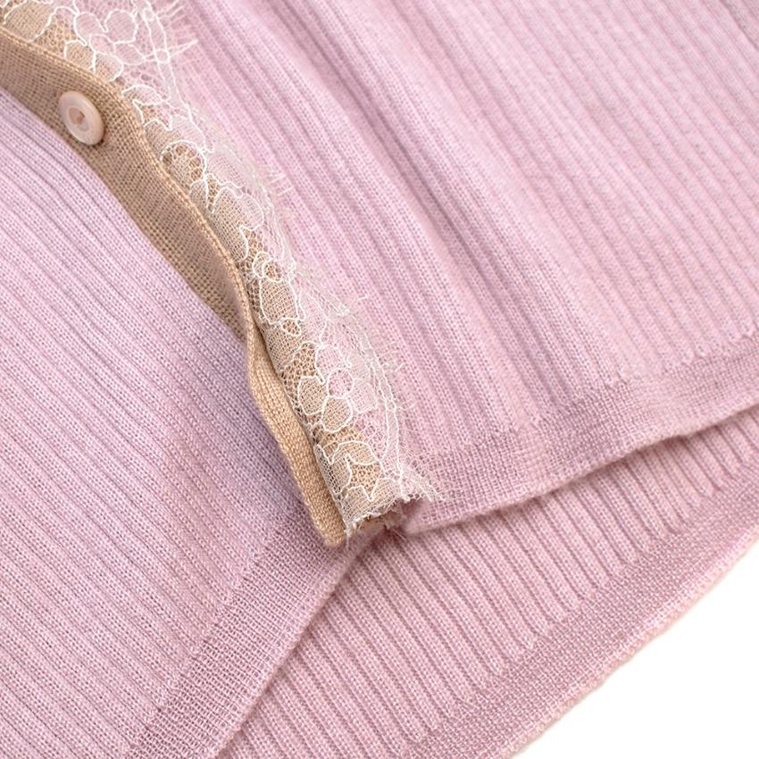 Christian Dior Pink Cashmere & Silk Knit Lace Detail Cardigan - Size US 4 In New Condition For Sale In London, GB