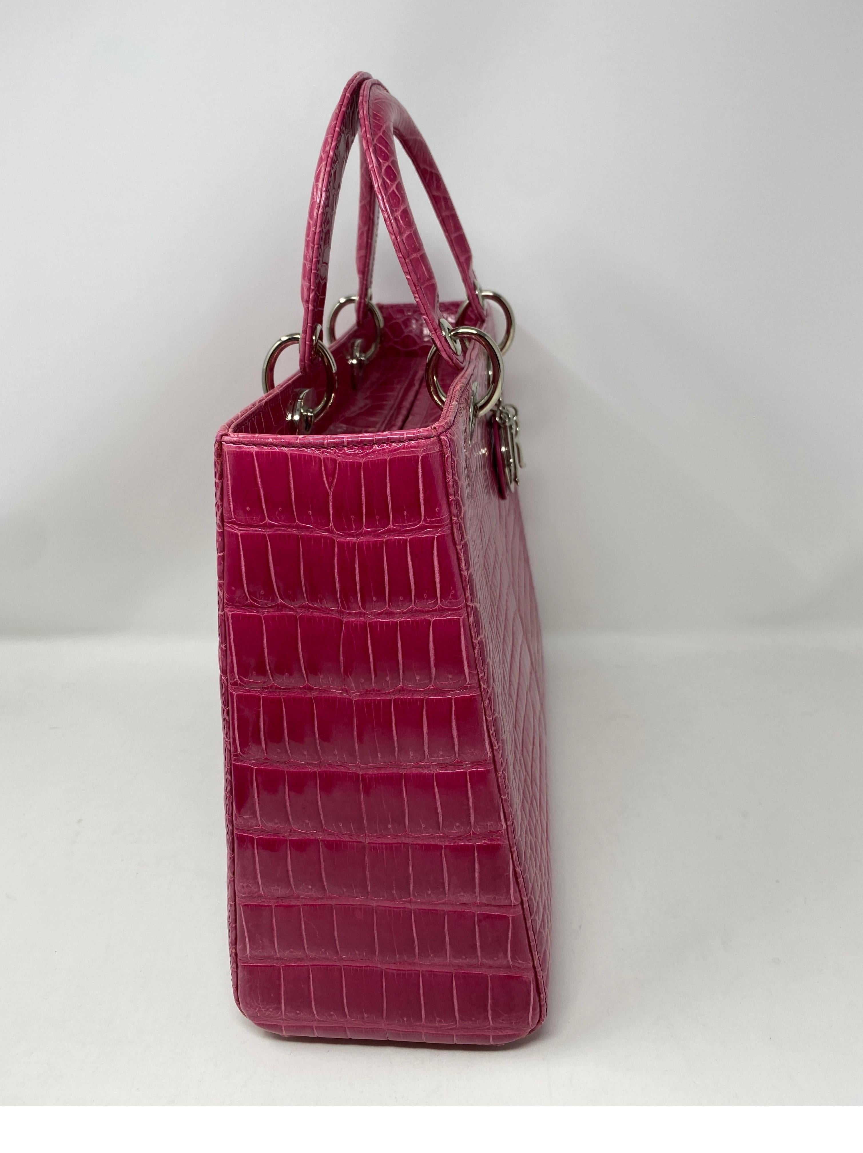 Christian Dior Pink Crocodile Lady Bag  6