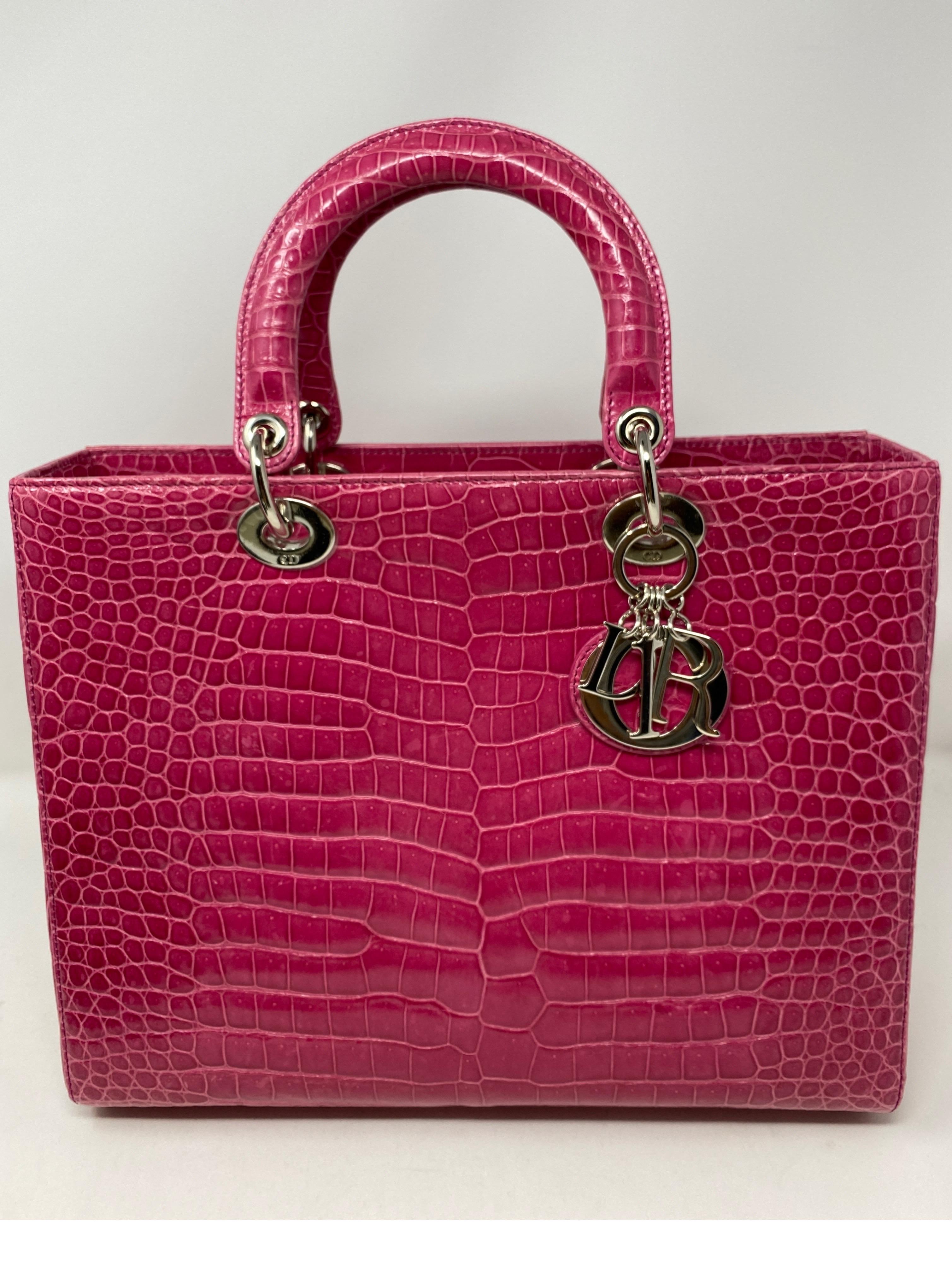 Christian Dior Pink Crocodile Lady Bag  7