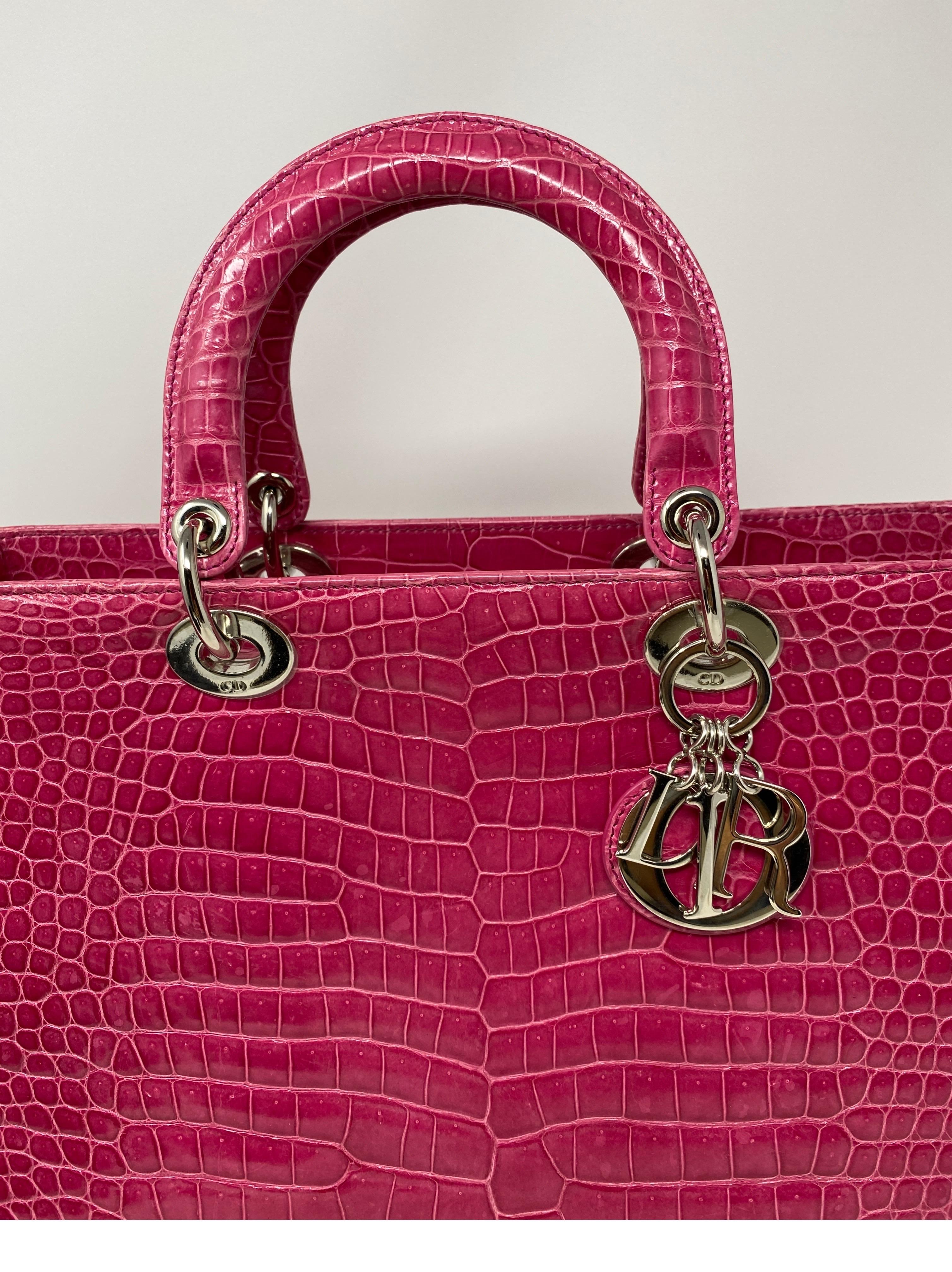 Christian Dior Pink Crocodile Lady Bag  8