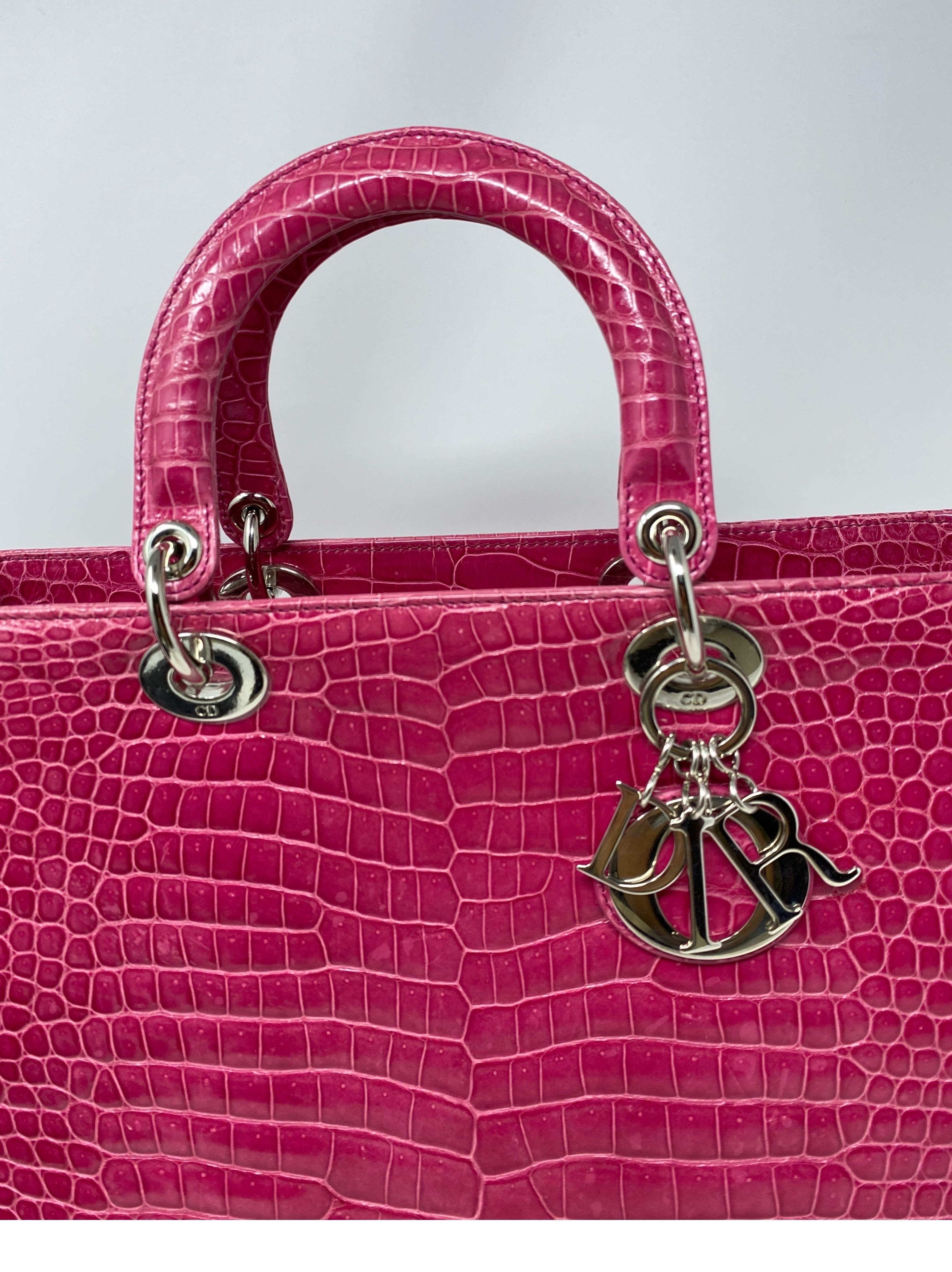 Christian Dior Pink Crocodile Lady Bag  10