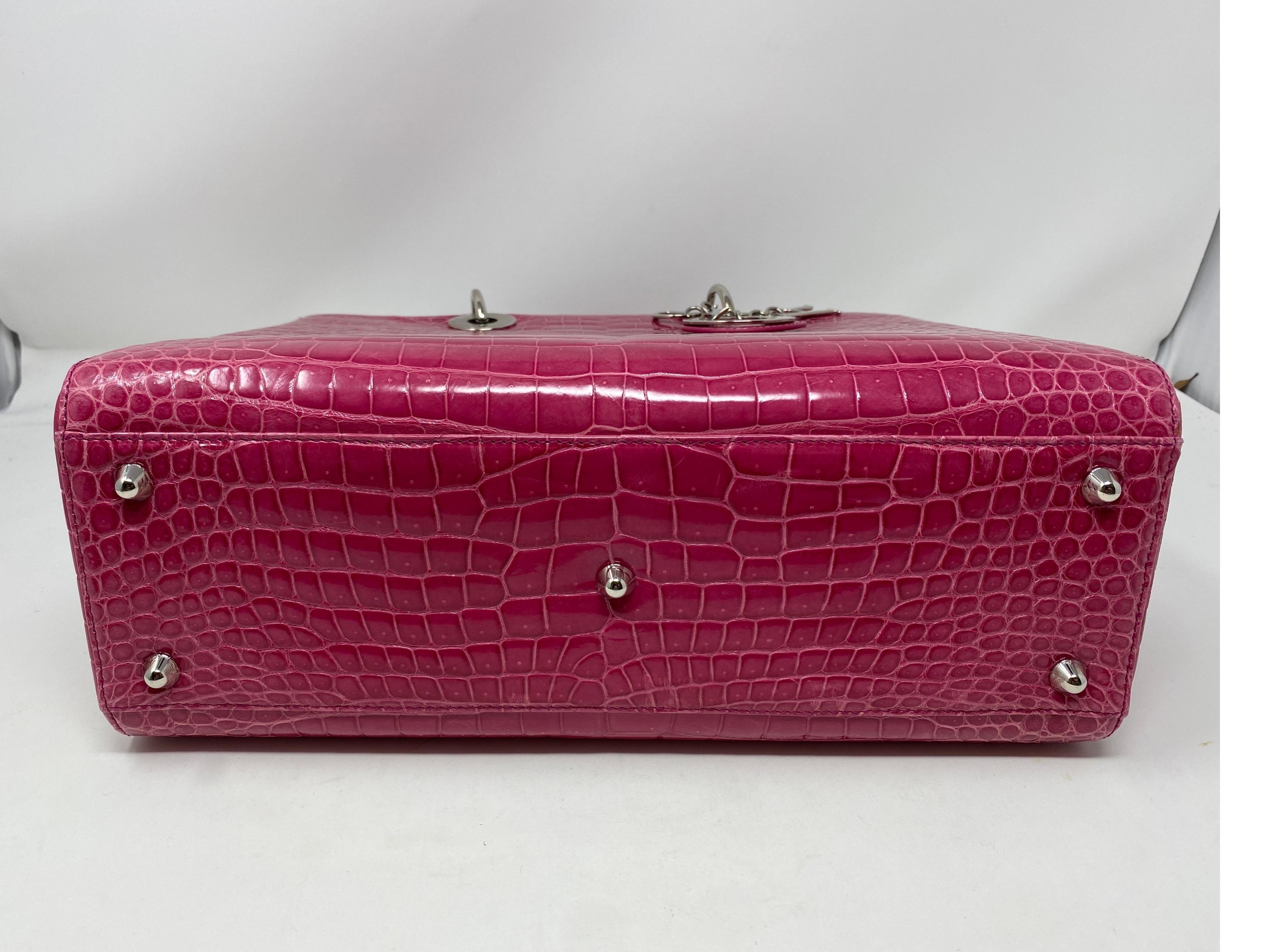 Christian Dior Pink Crocodile Lady Bag 11